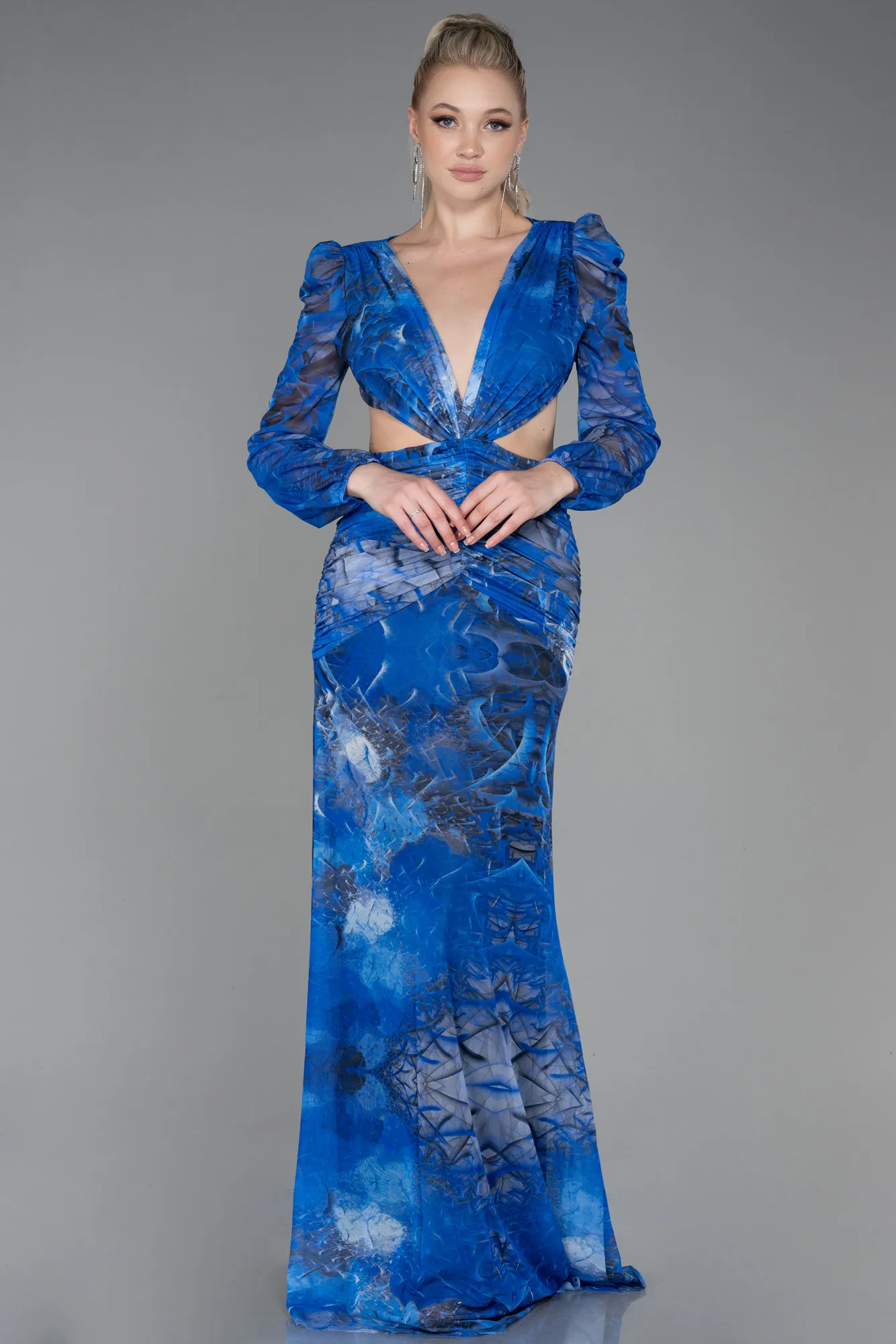 Sax Blue-Long Evening Dress ABU2637