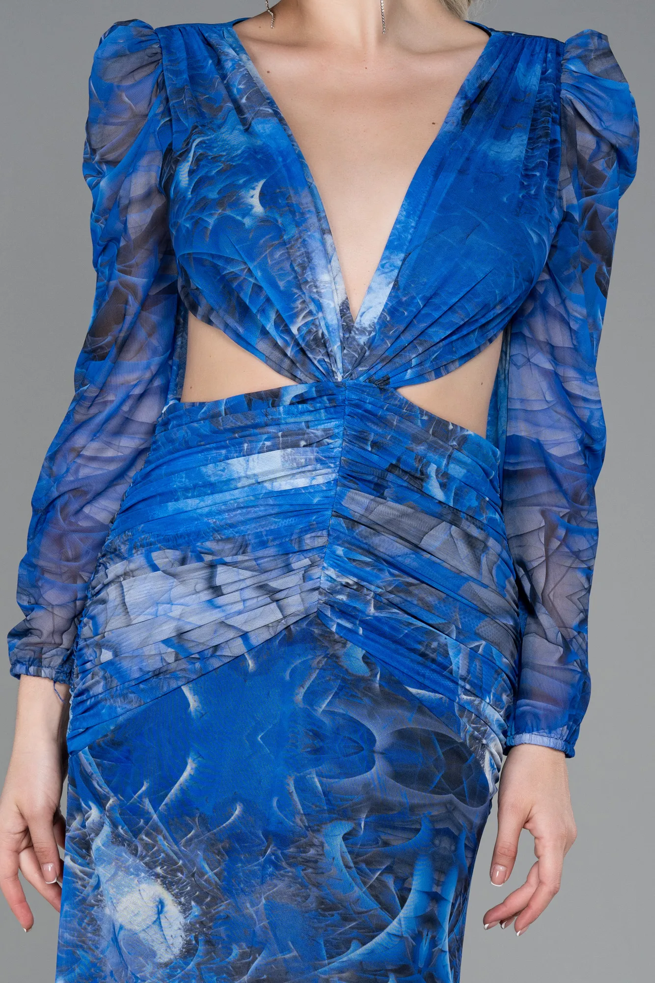 Sax Blue-Long Evening Dress ABU2637