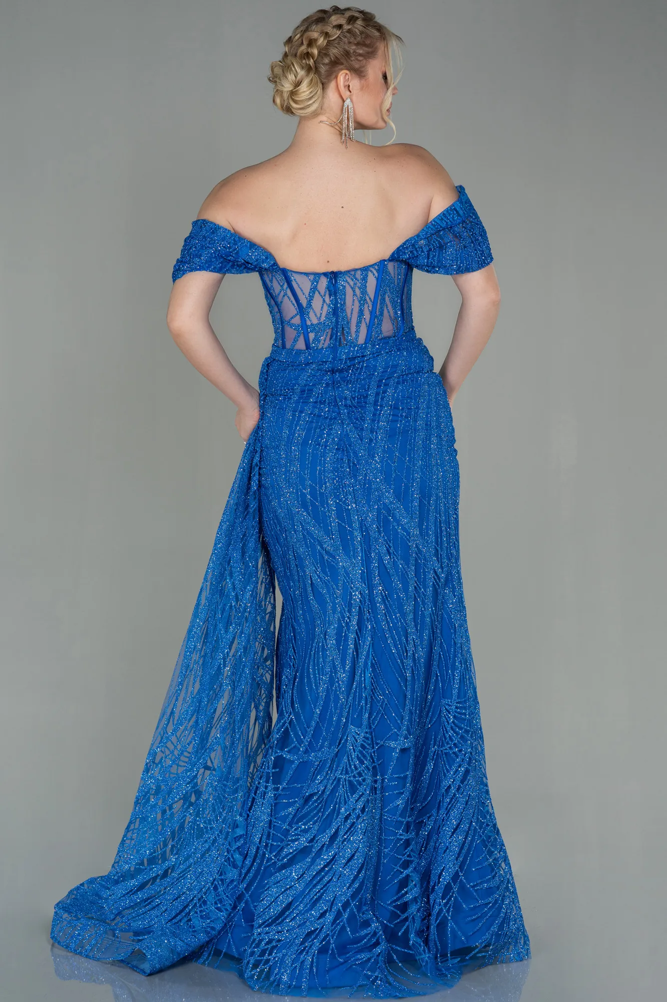 Sax Blue-Long Evening Dress ABU2706