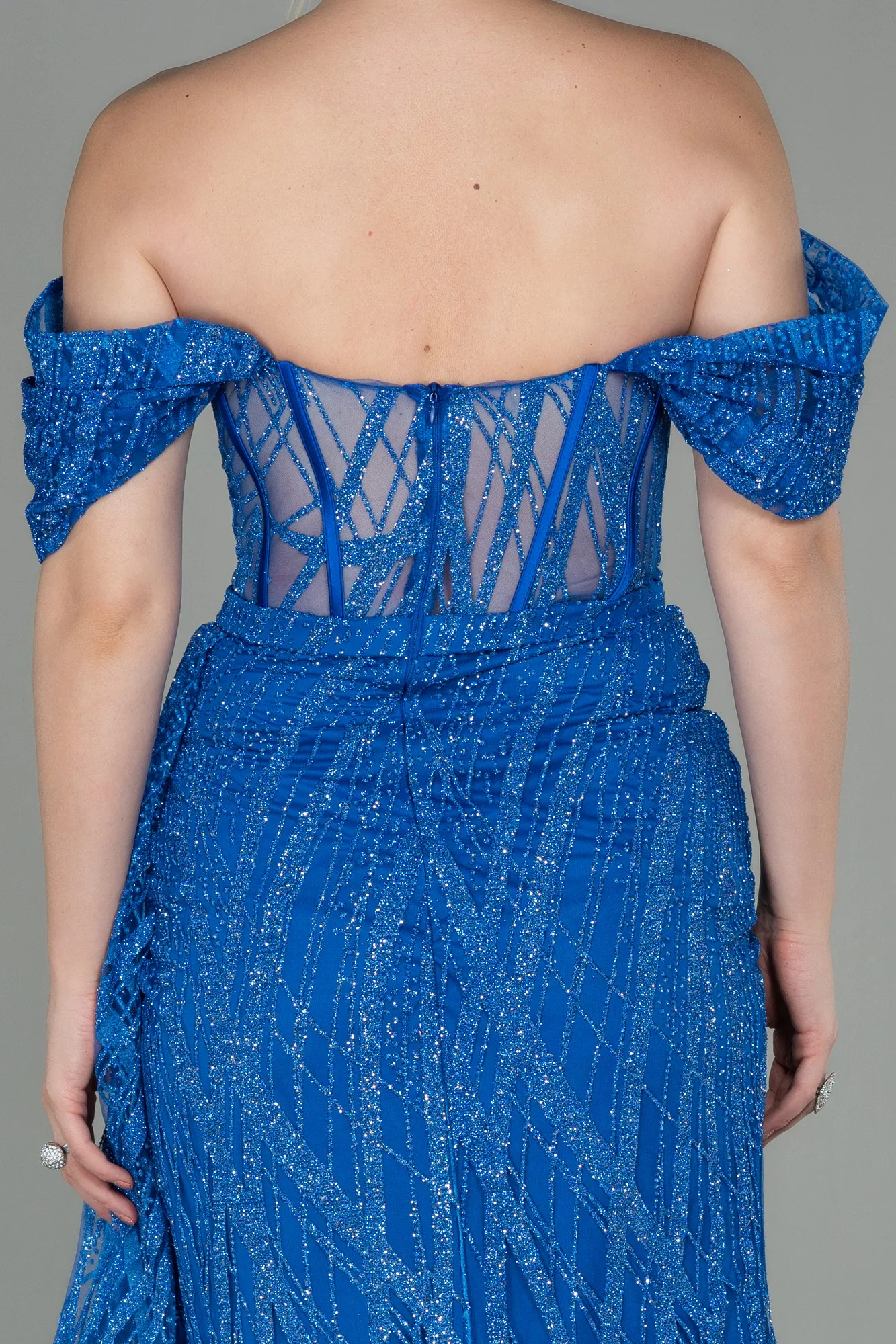 Sax Blue-Long Evening Dress ABU2706