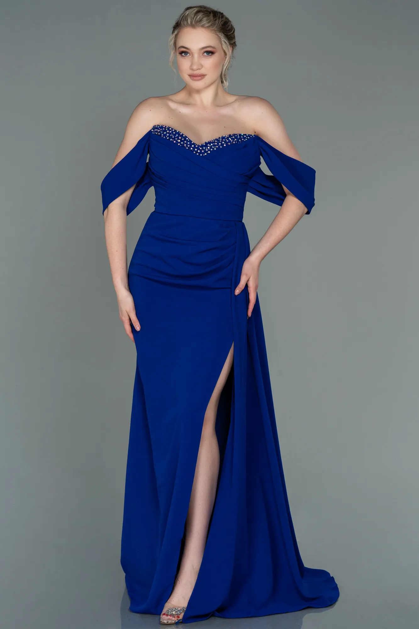 Sax Blue-Long Evening Dress ABU2823