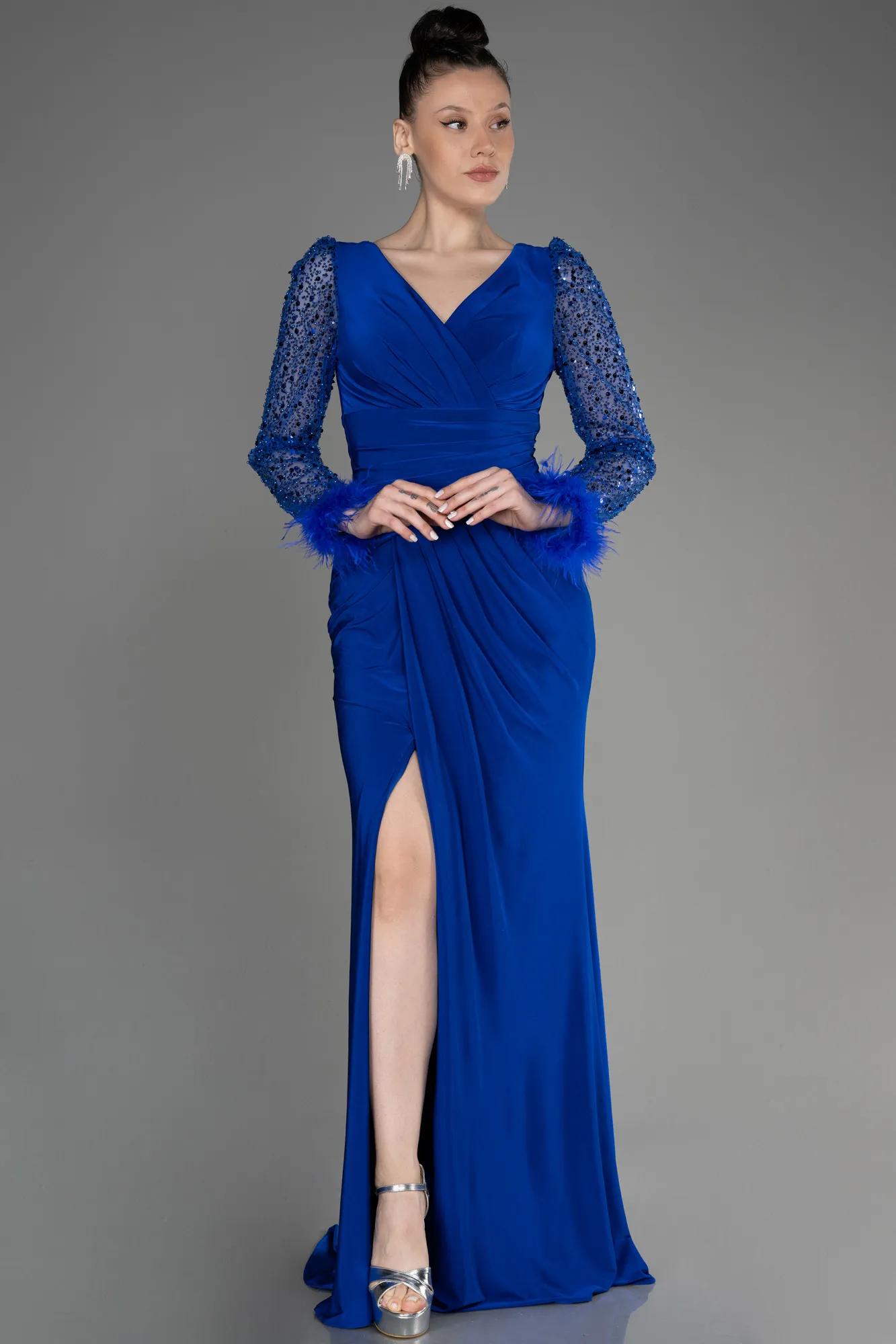 Sax Blue-Long Evening Dress ABU3008