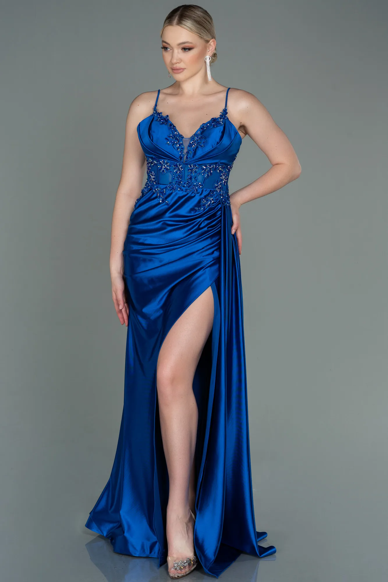 Sax Blue-Long Evening Dress ABU3192