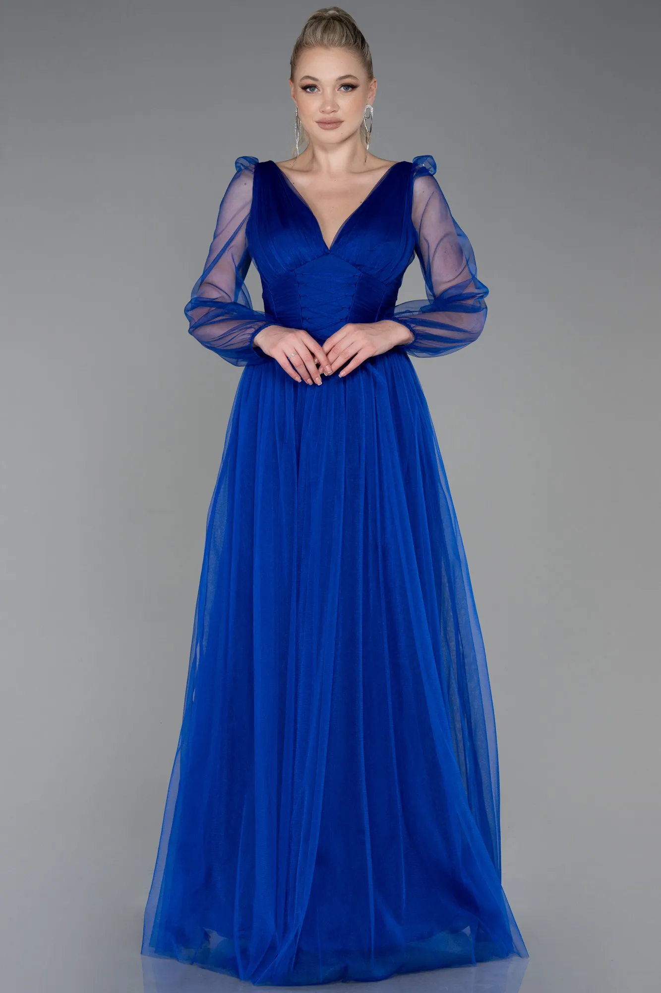 Sax Blue-Long Evening Dress ABU3207
