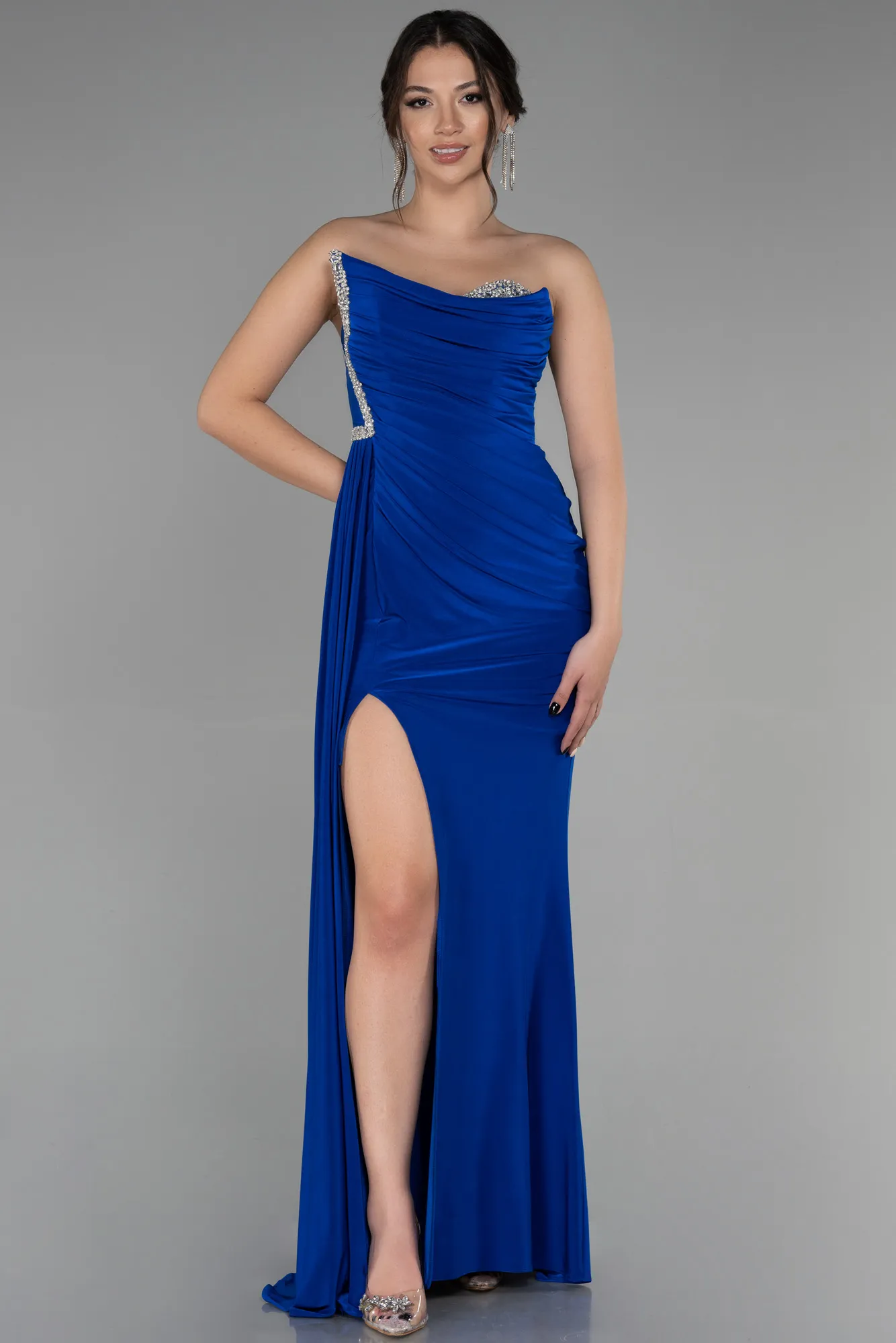Sax Blue-Long Evening Dress ABU3342
