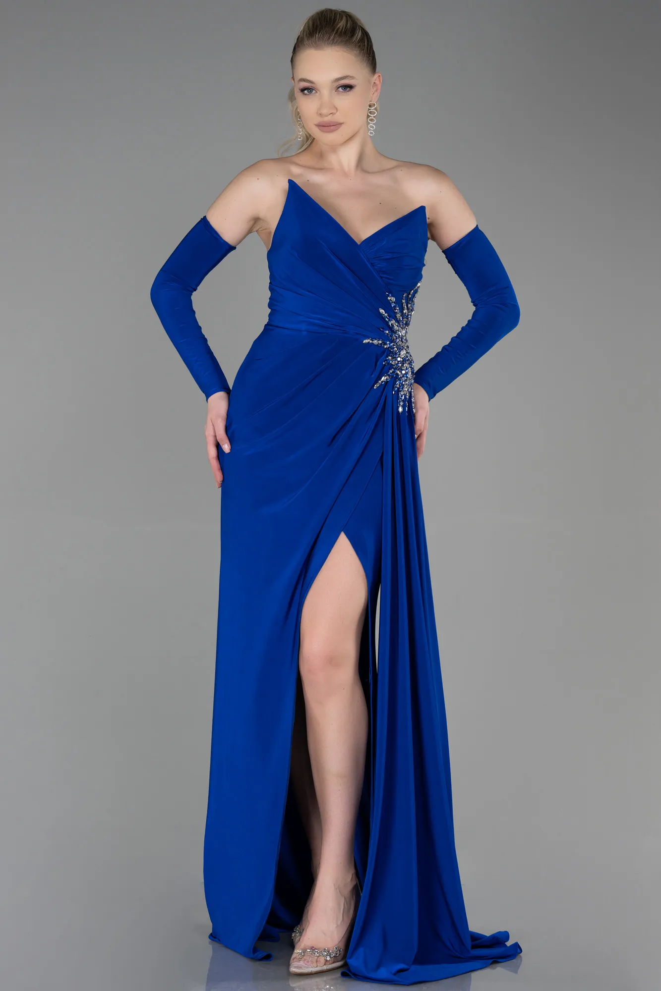 Sax Blue-Long Evening Dress ABU3351