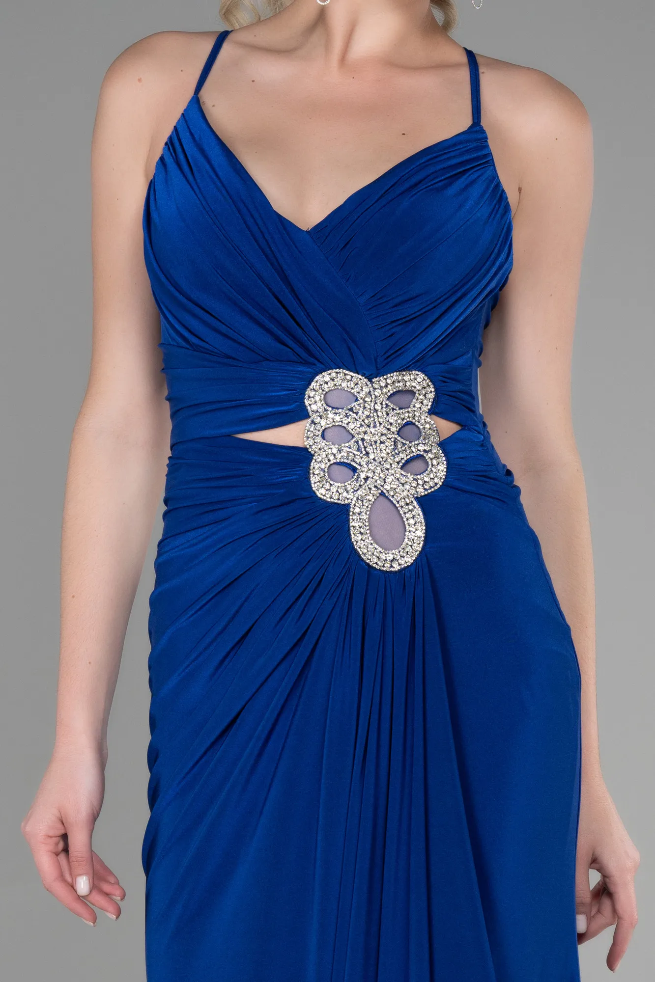 Sax Blue-Long Evening Dress ABU3363