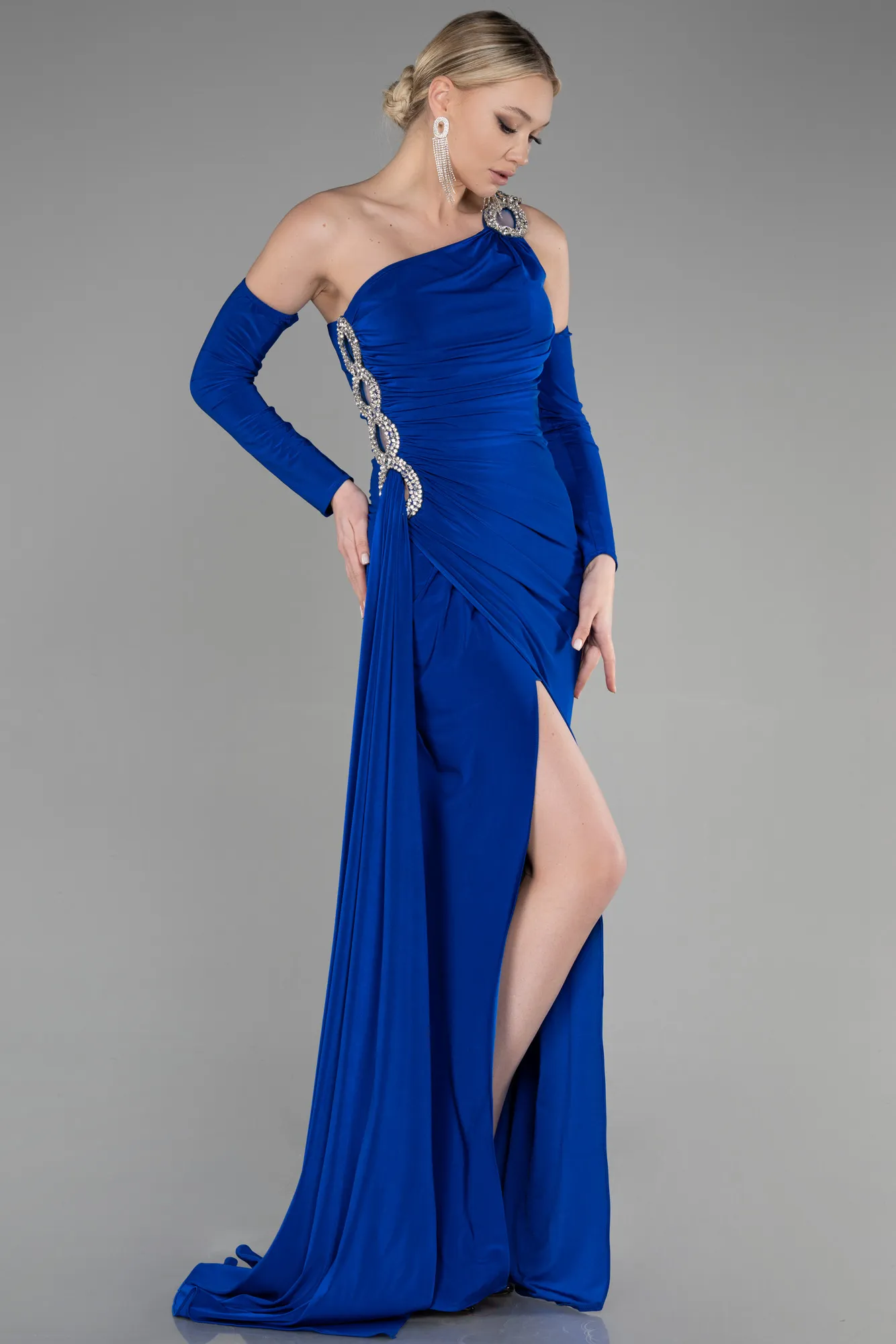 Sax Blue-Long Evening Dress ABU3466
