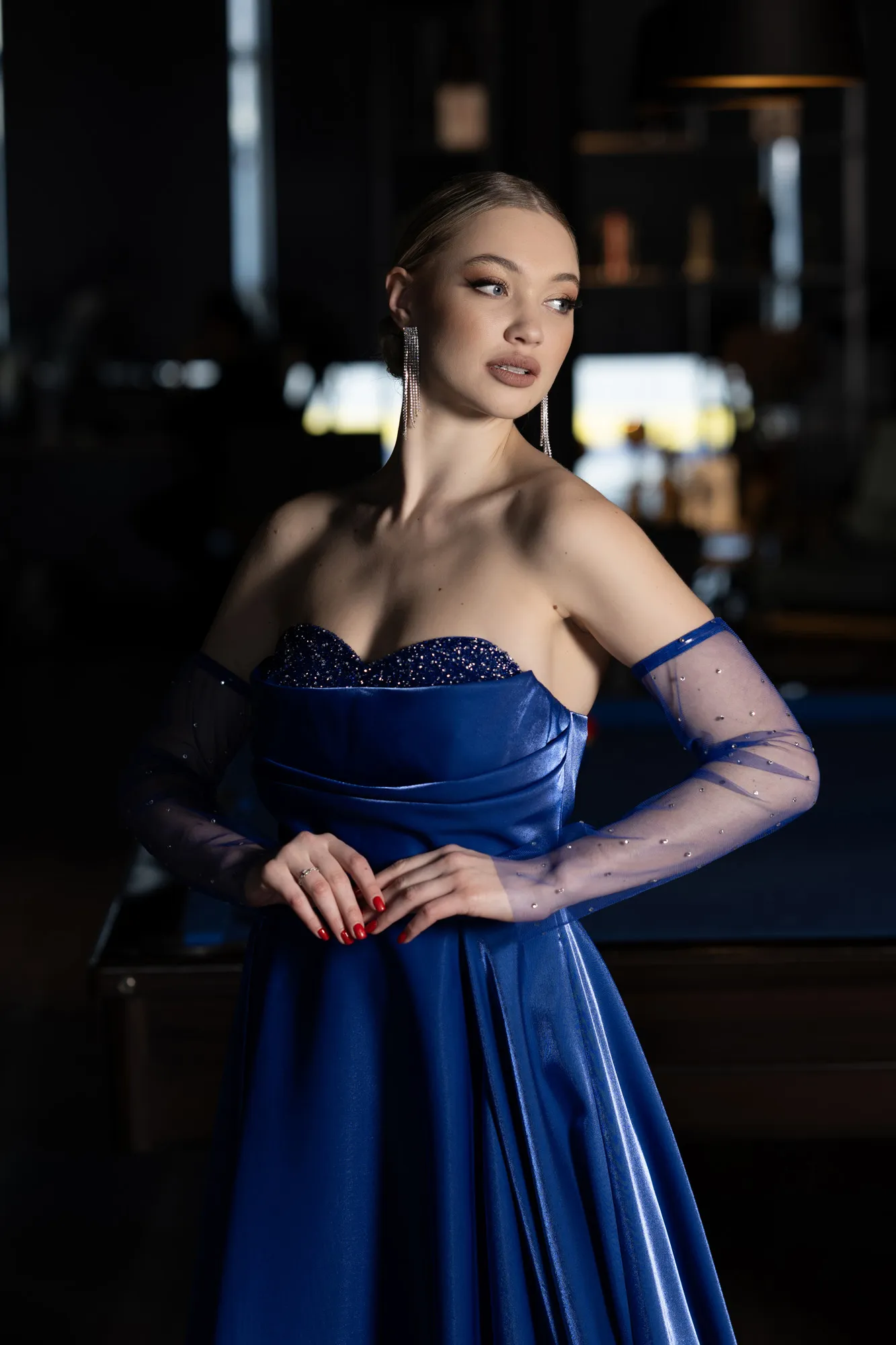 Sax Blue-Long Evening Dress ABU3604