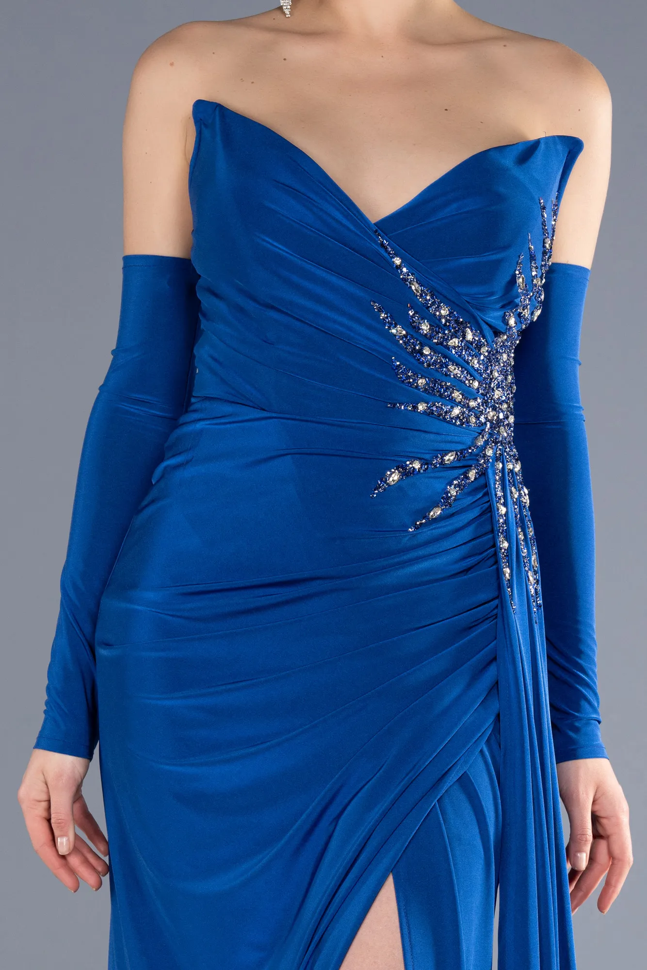 Sax Blue-Long Evening Dress ABU3679