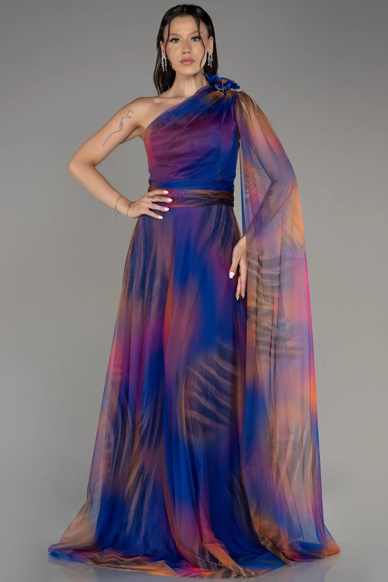 Sax Blue-Long Evening Dress ABU3890