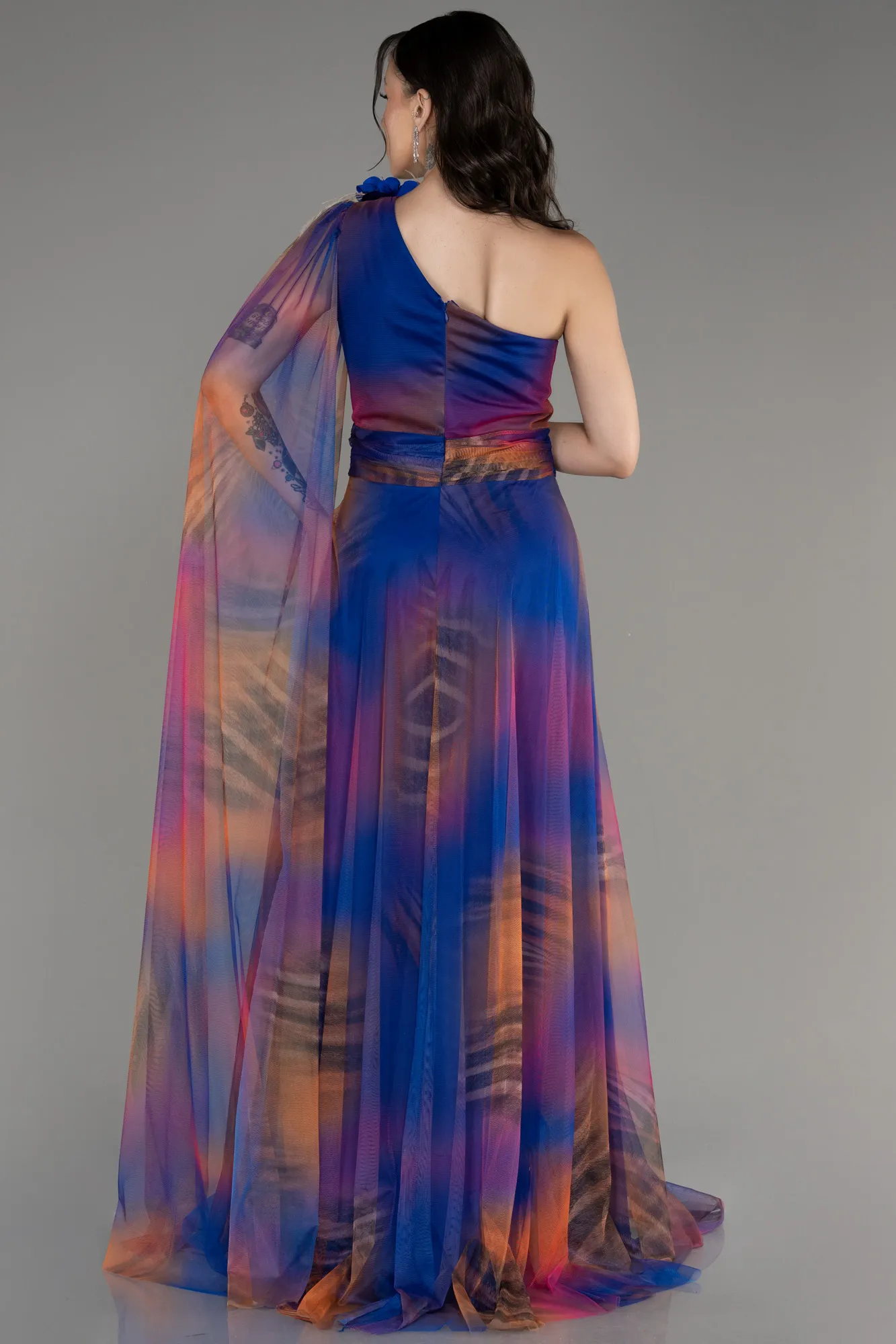 Sax Blue-Long Evening Dress ABU3890