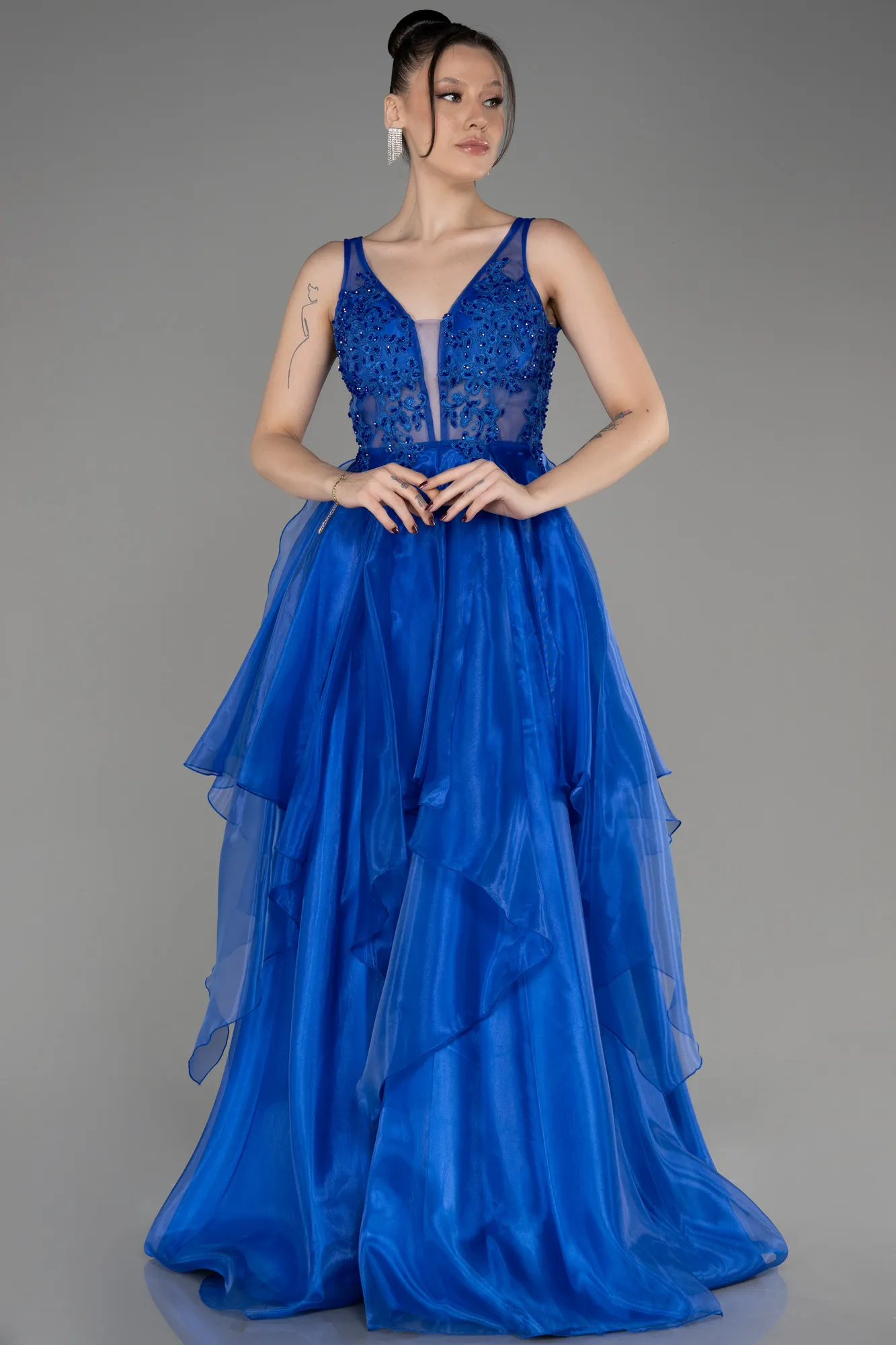 Sax Blue-Long Evening Dress ABU3952