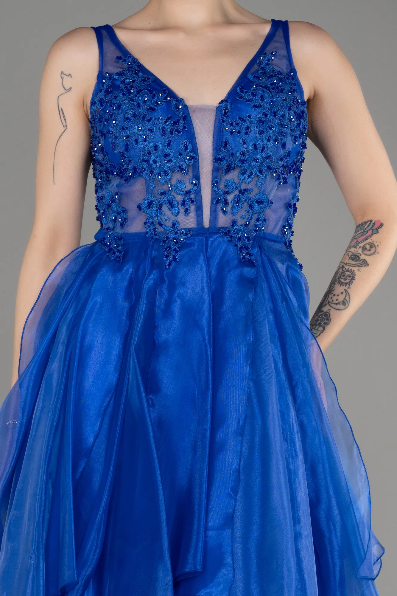 Sax Blue-Long Evening Dress ABU3952