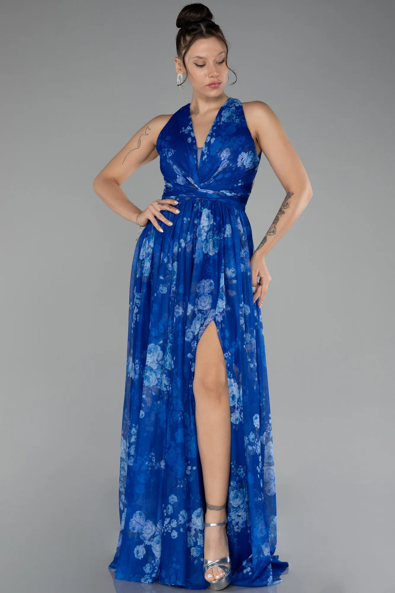 Sax Blue-Long Evening Dress ABU4216