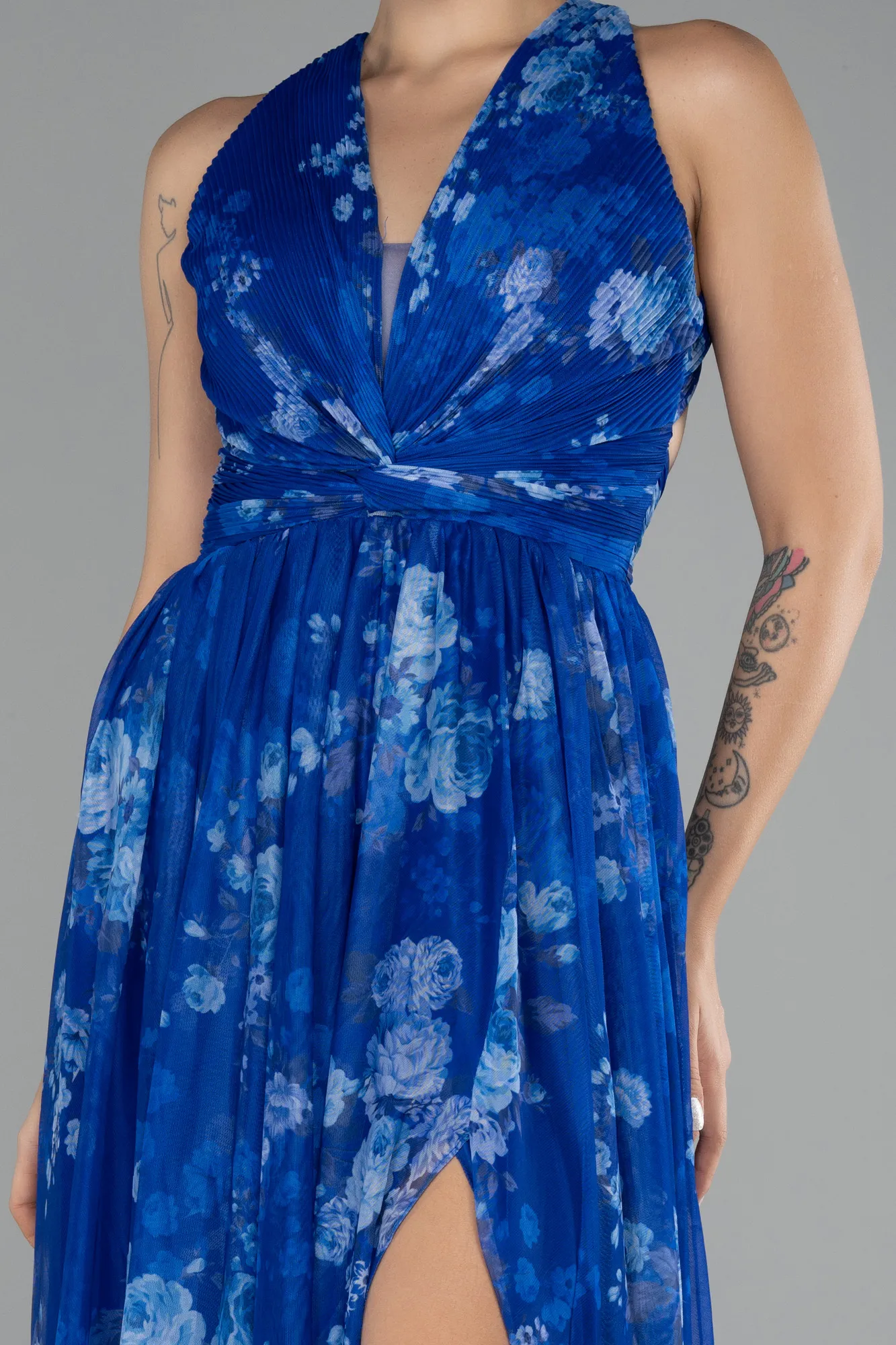 Sax Blue-Long Evening Dress ABU4216