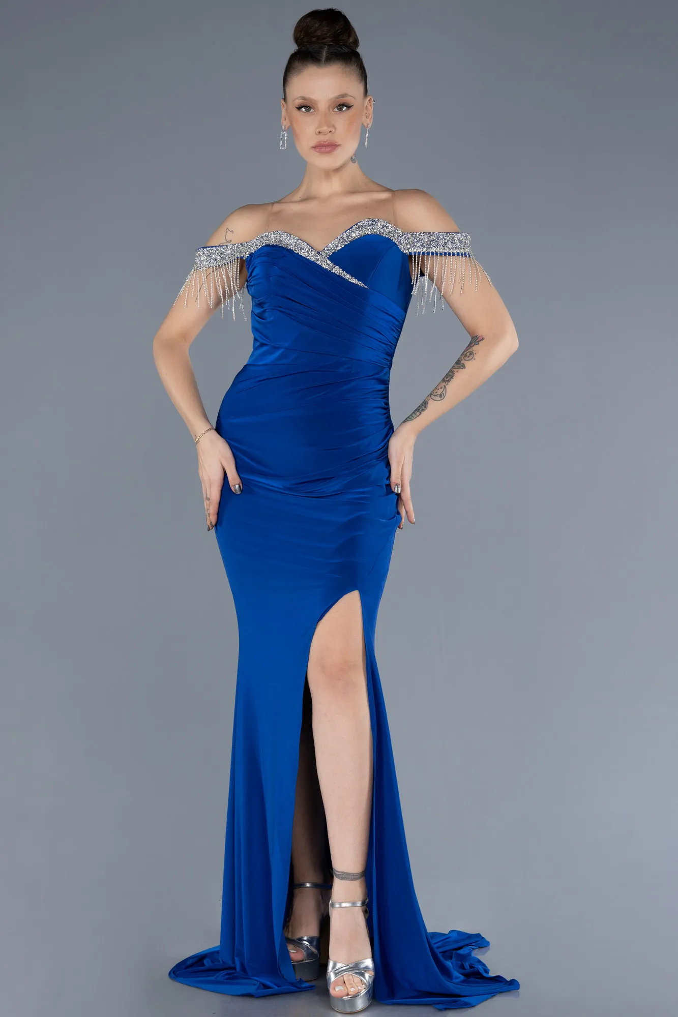 Sax Blue-Long Evening Dress ABU4553