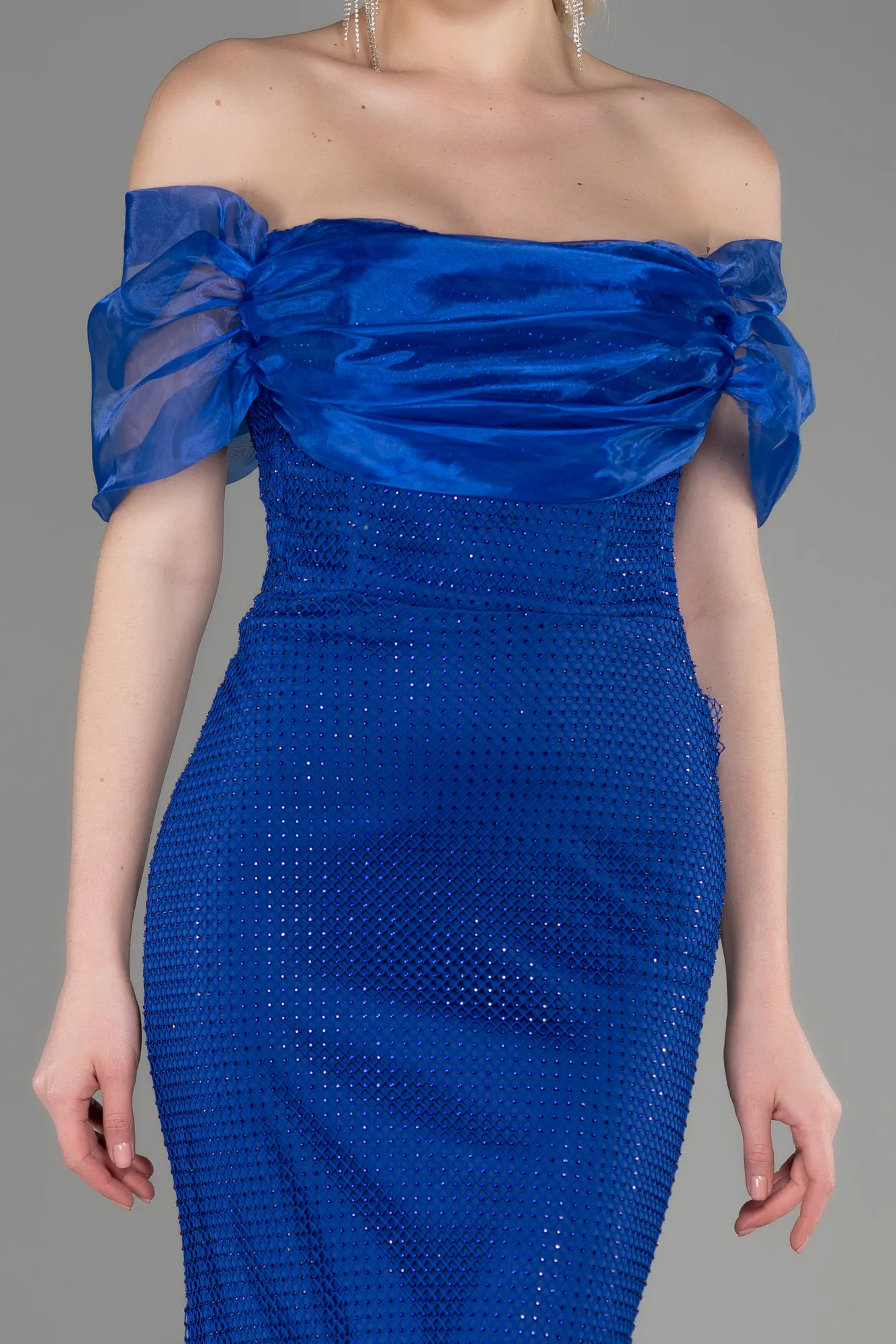 Sax Blue-Long File Mermaid Prom Dress ABU3769