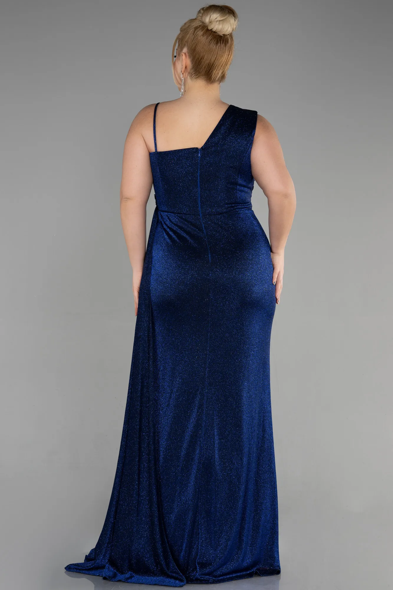 Sax Blue-Long Formal Plus Size Dress ABU3639