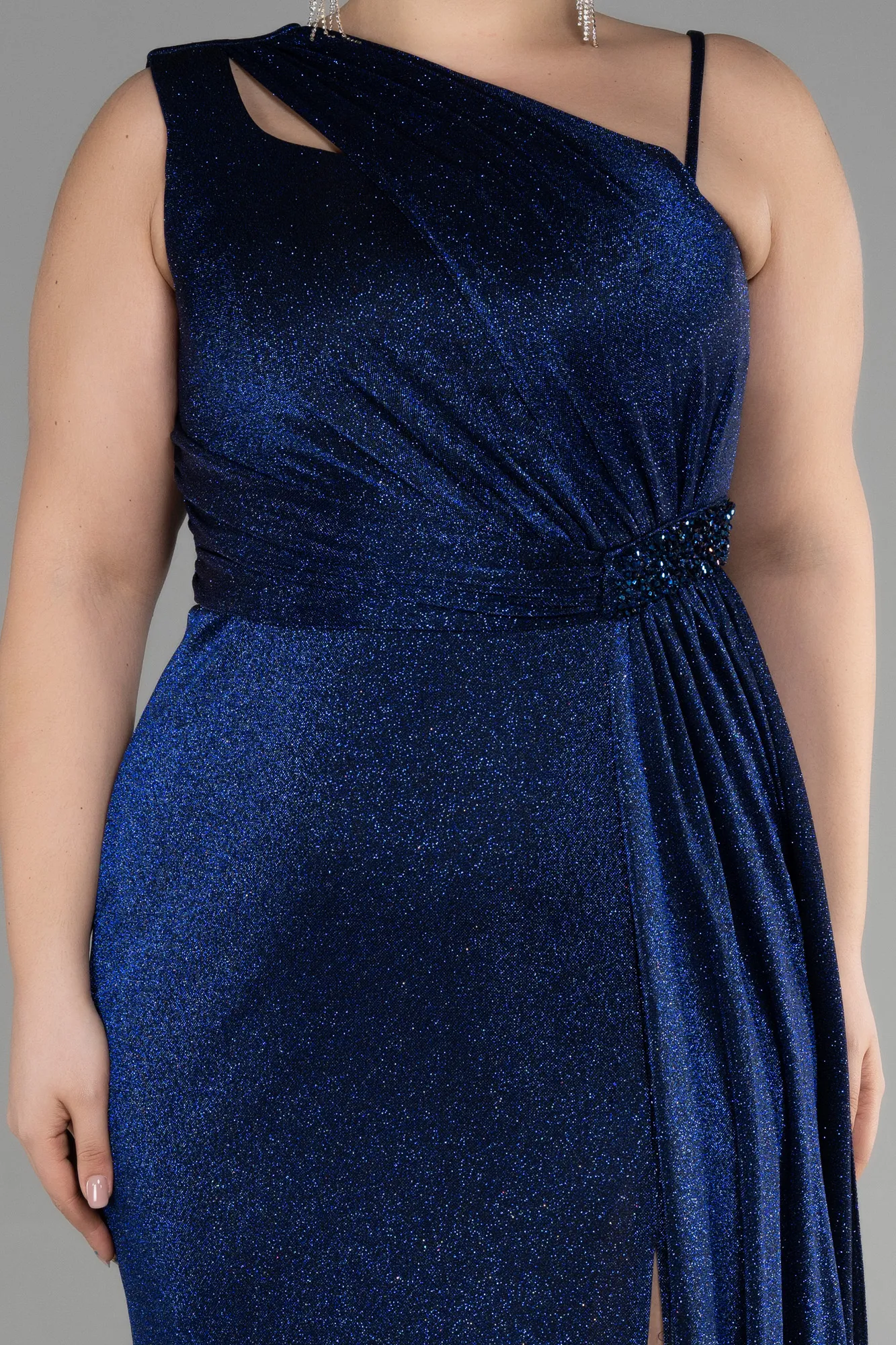 Sax Blue-Long Formal Plus Size Dress ABU3639
