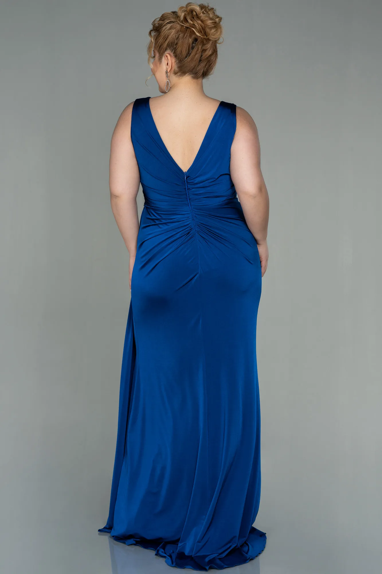 Sax Blue-Long Large Size Dress ABU2927