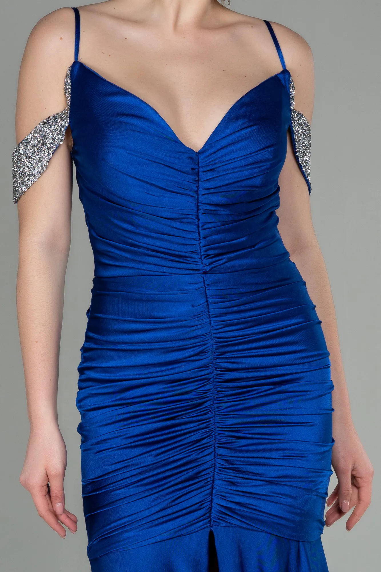 Sax Blue-Long Mermaid Evening Dress ABU2899