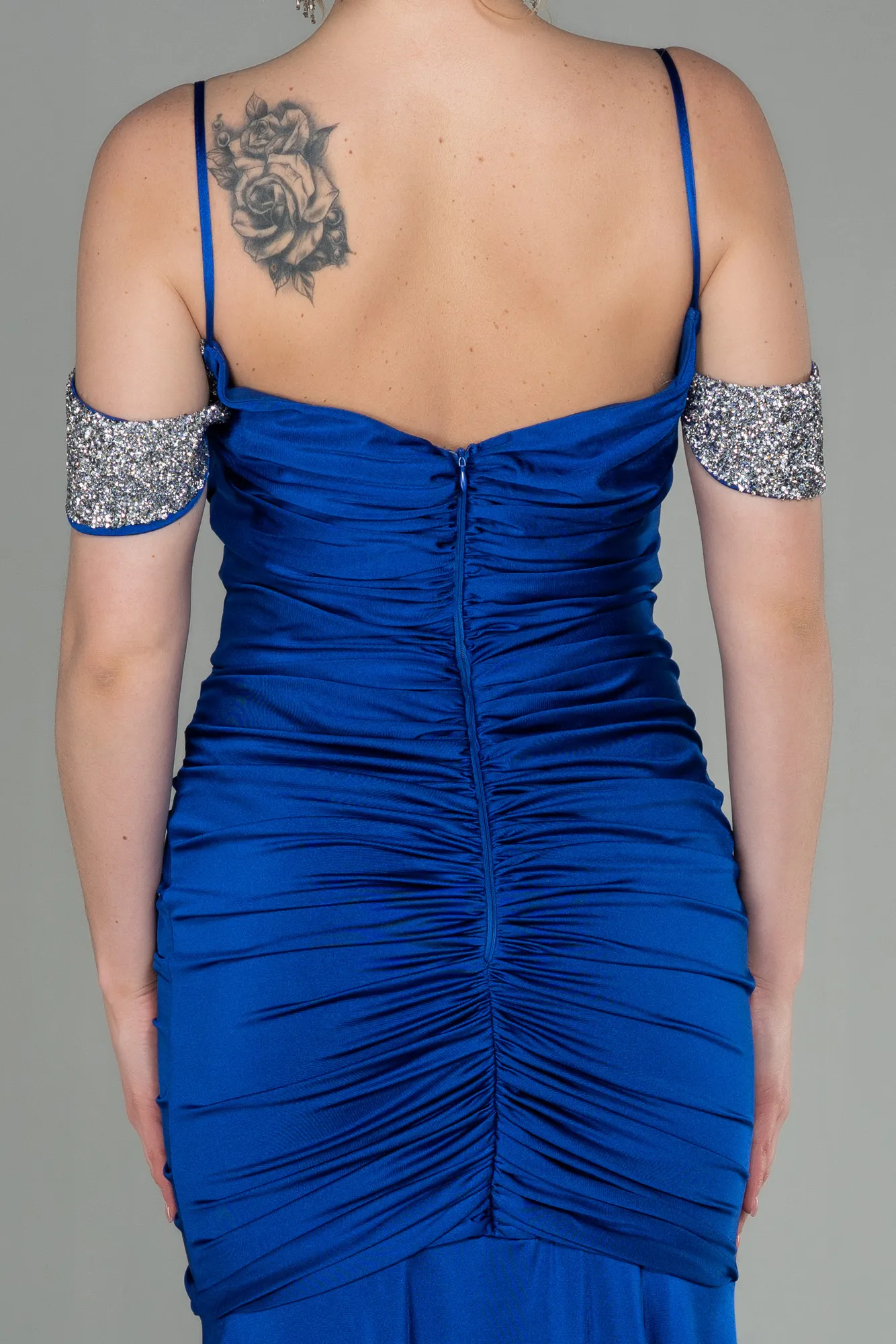 Sax Blue-Long Mermaid Evening Dress ABU2899