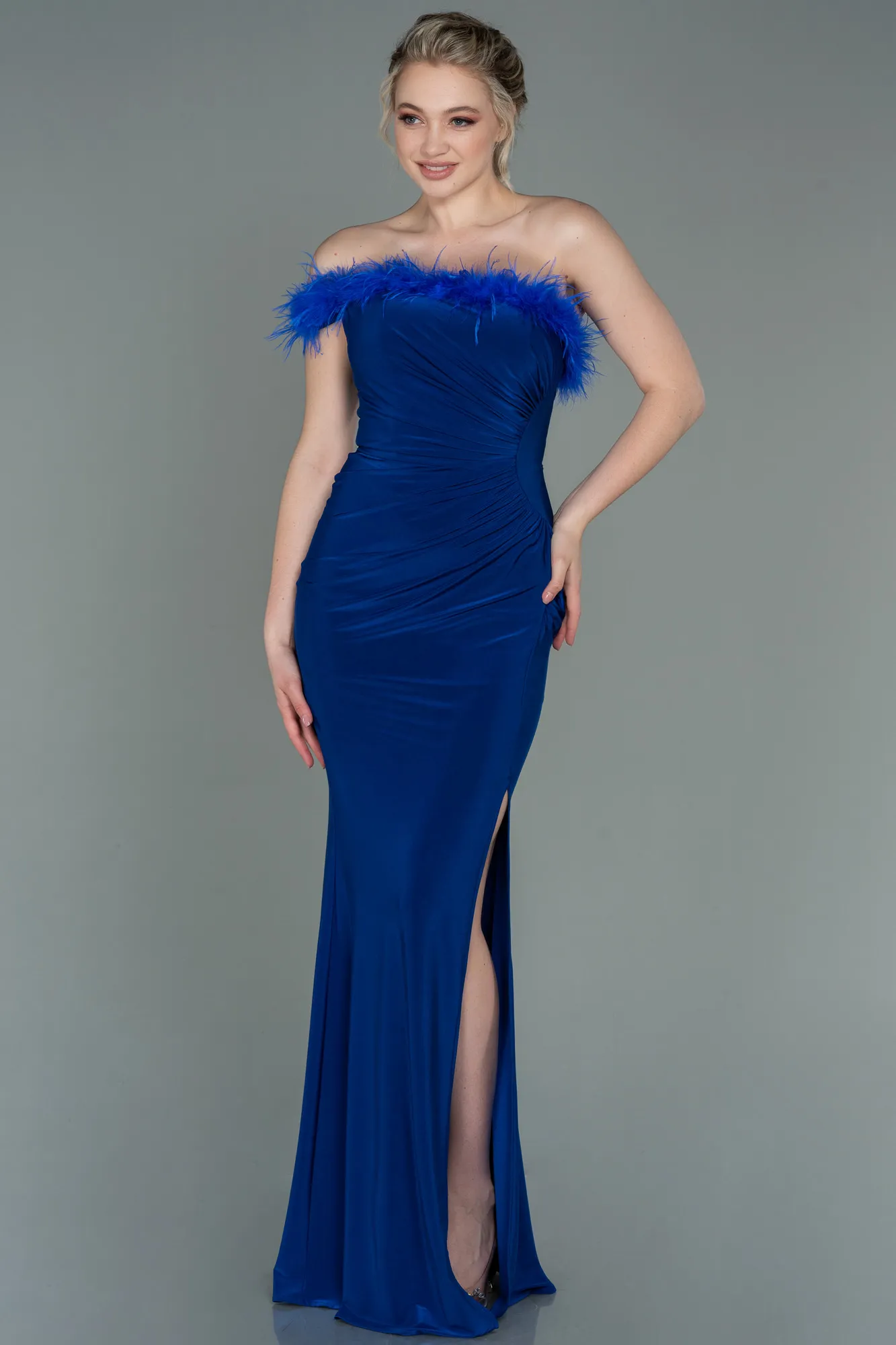 Sax Blue-Long Mermaid Evening Dress ABU3048
