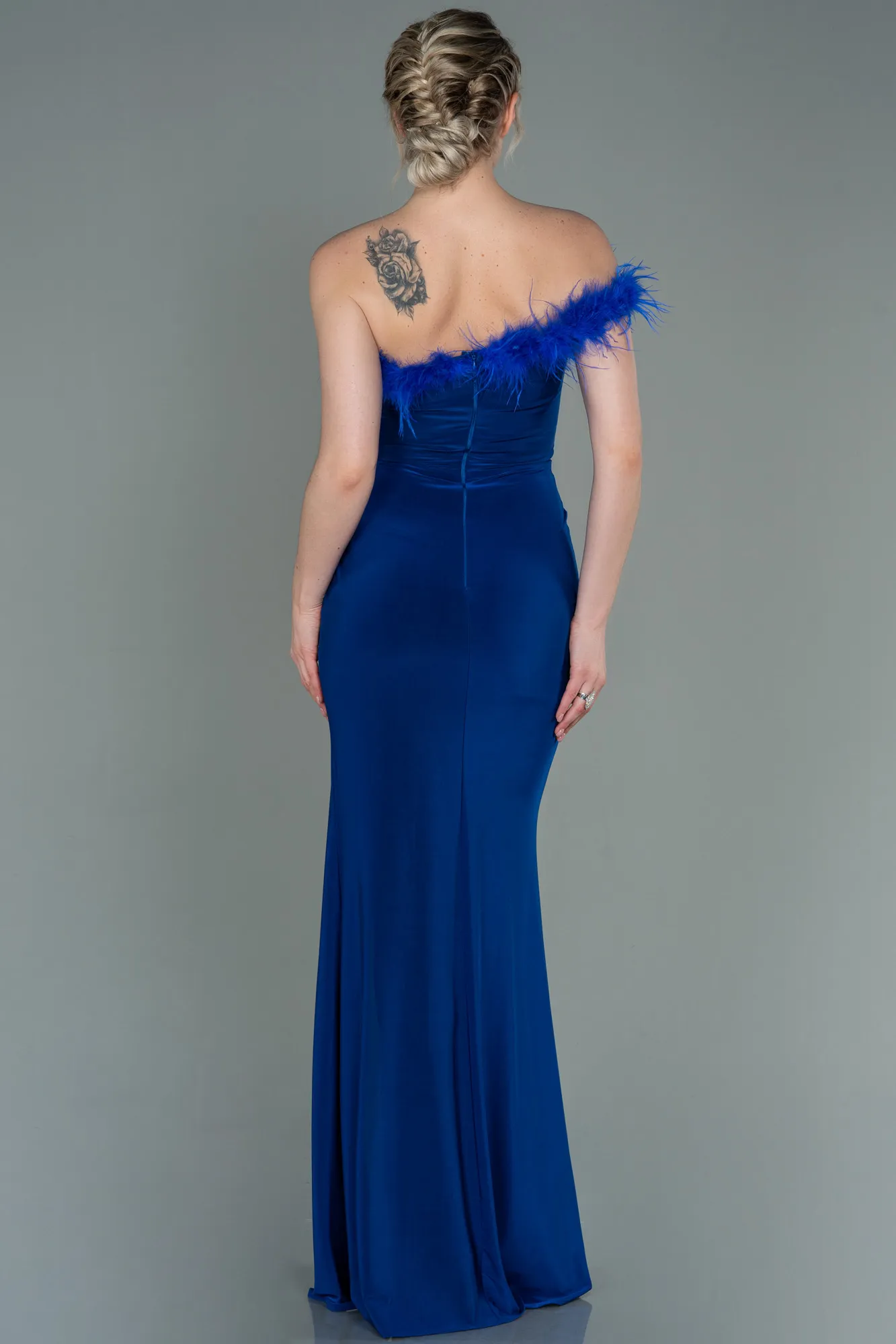 Sax Blue-Long Mermaid Evening Dress ABU3048