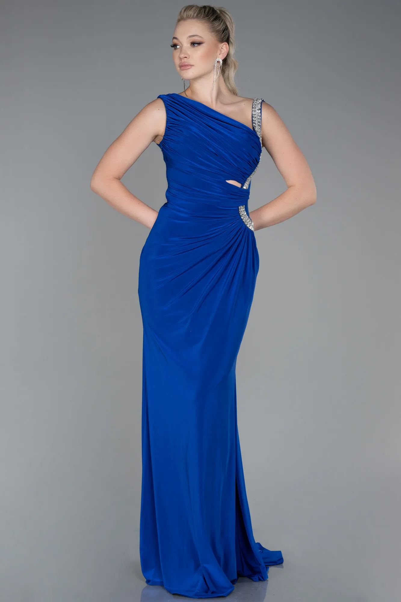 Sax Blue-Long Mermaid Evening Dress ABU3206
