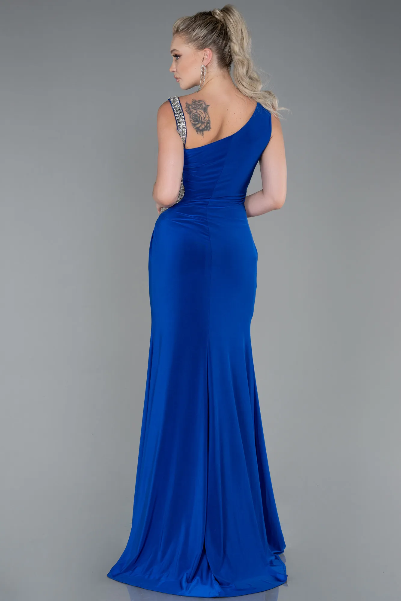 Sax Blue-Long Mermaid Evening Dress ABU3206