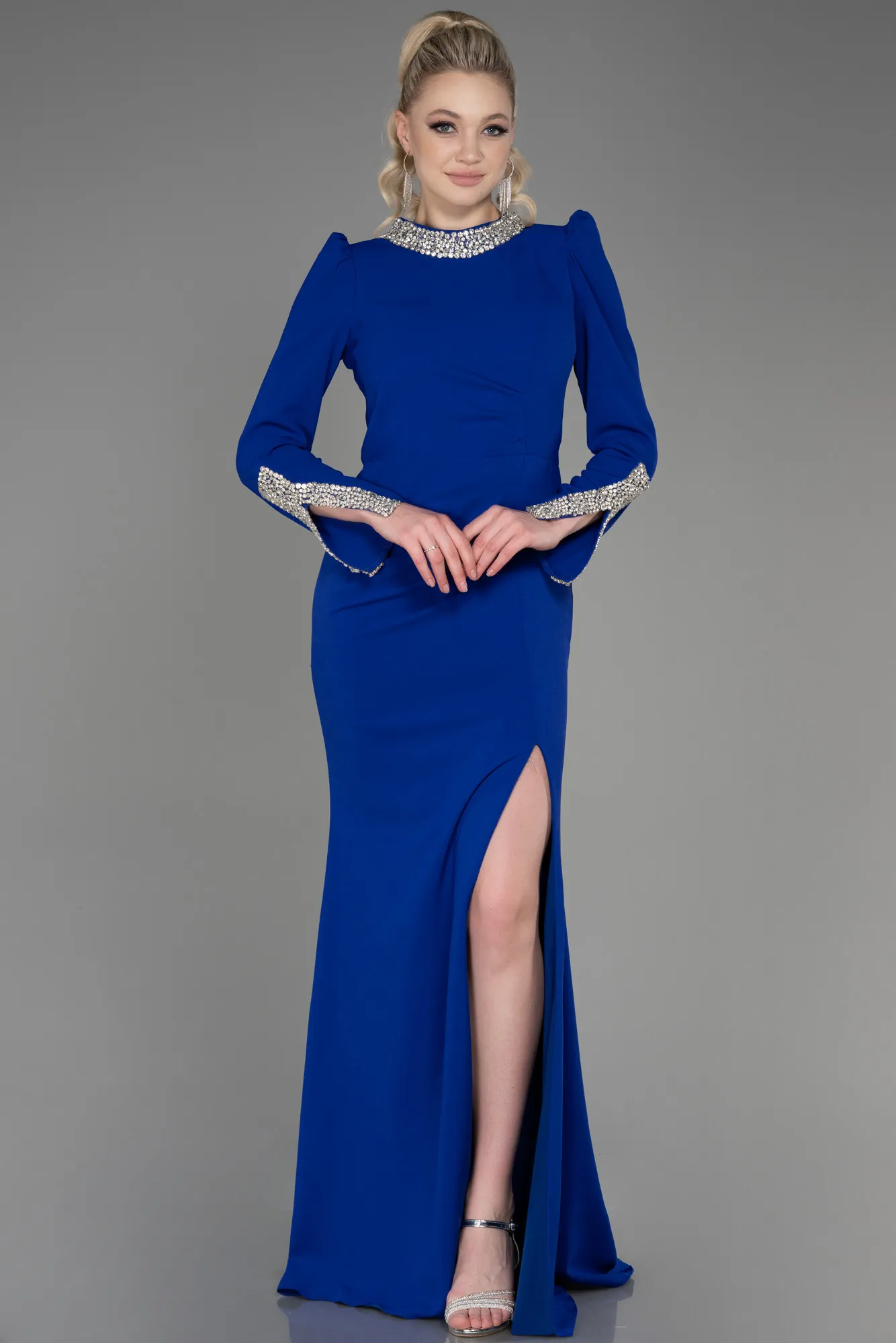 Sax Blue-Long Mermaid Evening Gown ABU3709