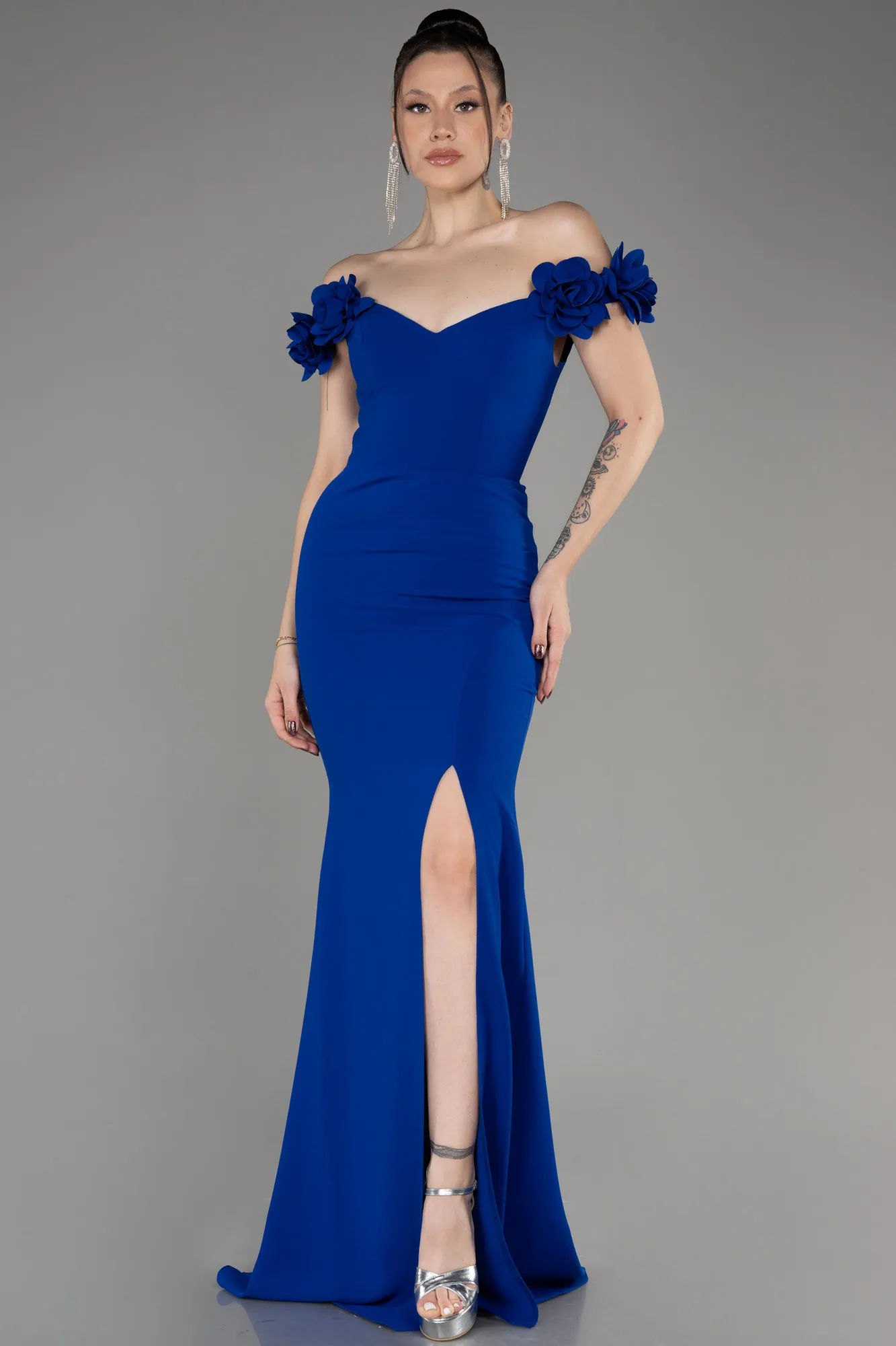 Sax Blue-Long Mermaid Evening Gown ABU3891