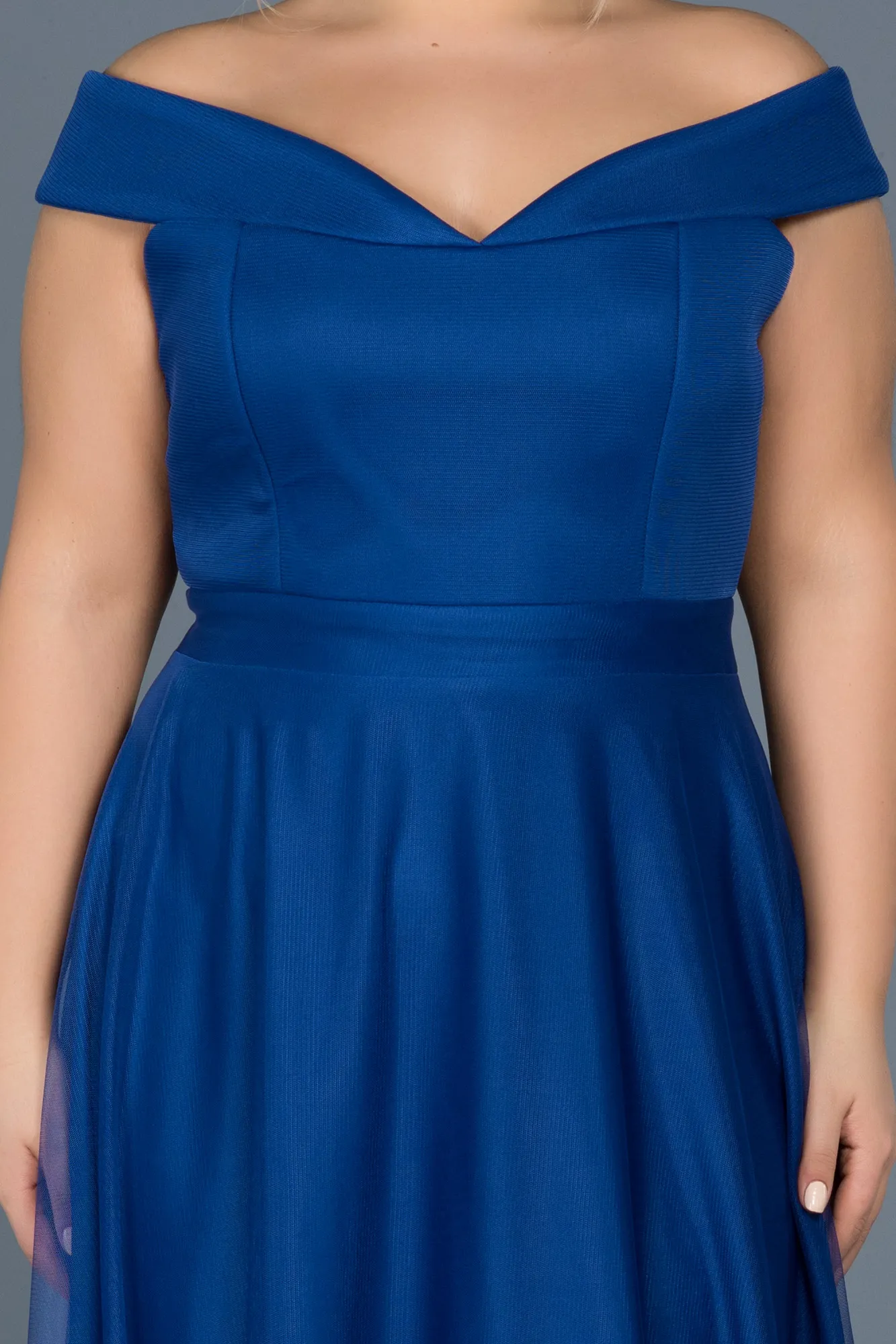 Sax Blue-Long Oversized Evening Dress ABU020