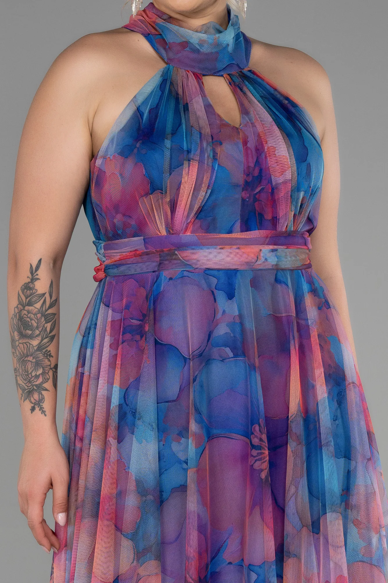 Sax Blue-Long Oversized Evening Dress ABU1447