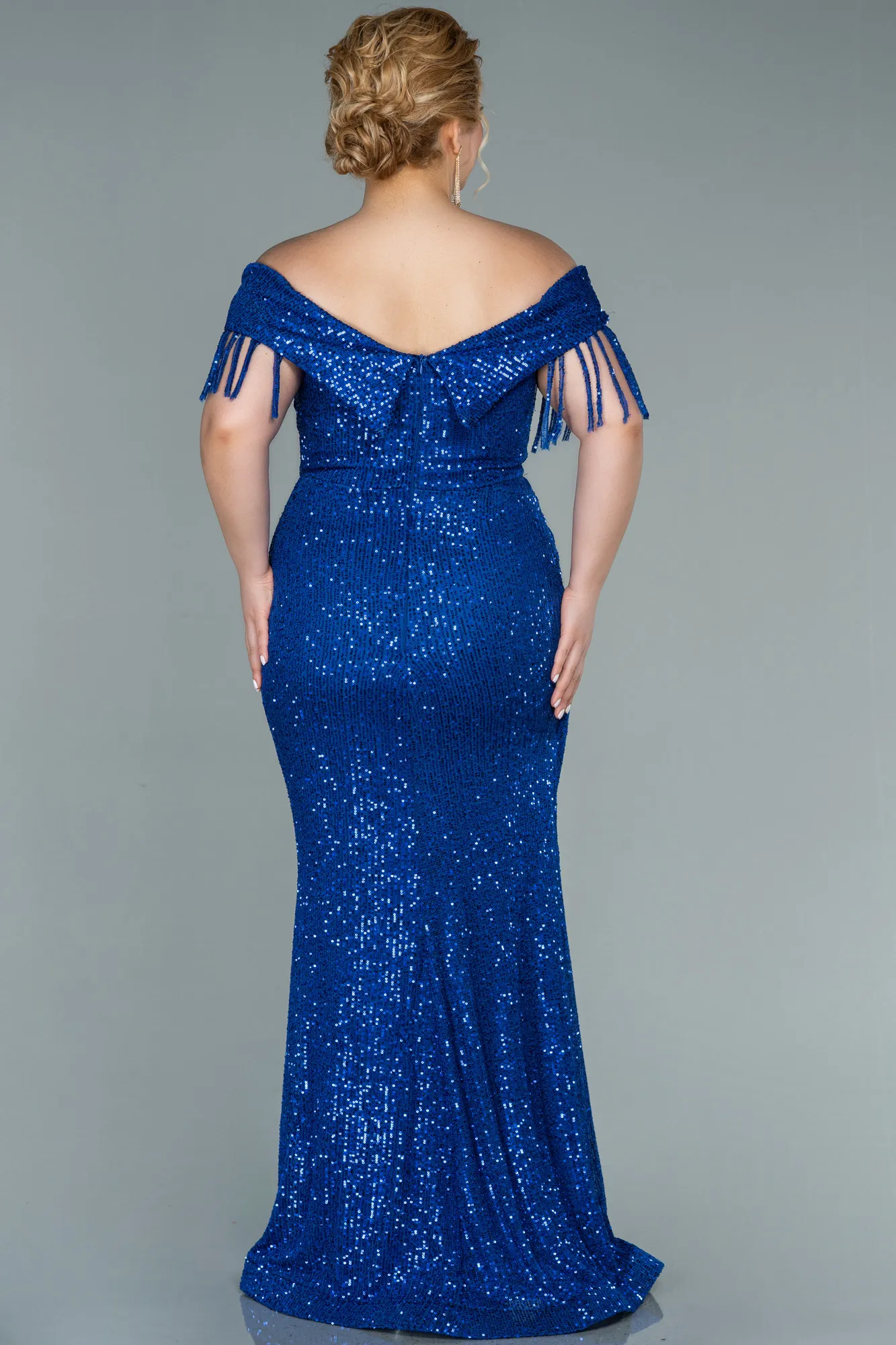 Sax Blue-Long Oversized Evening Dress ABU1745