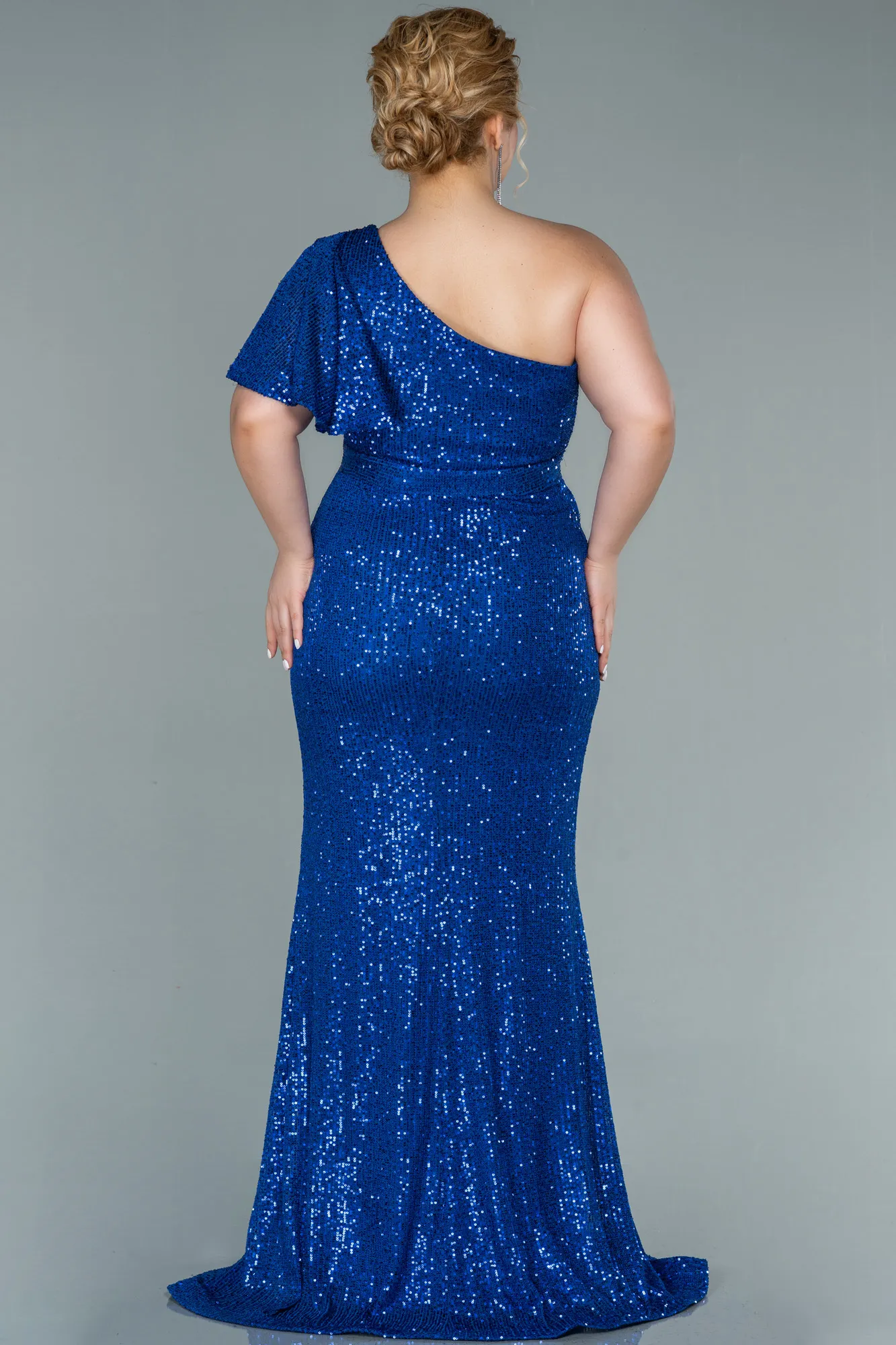 Sax Blue-Long Oversized Evening Dress ABU1893