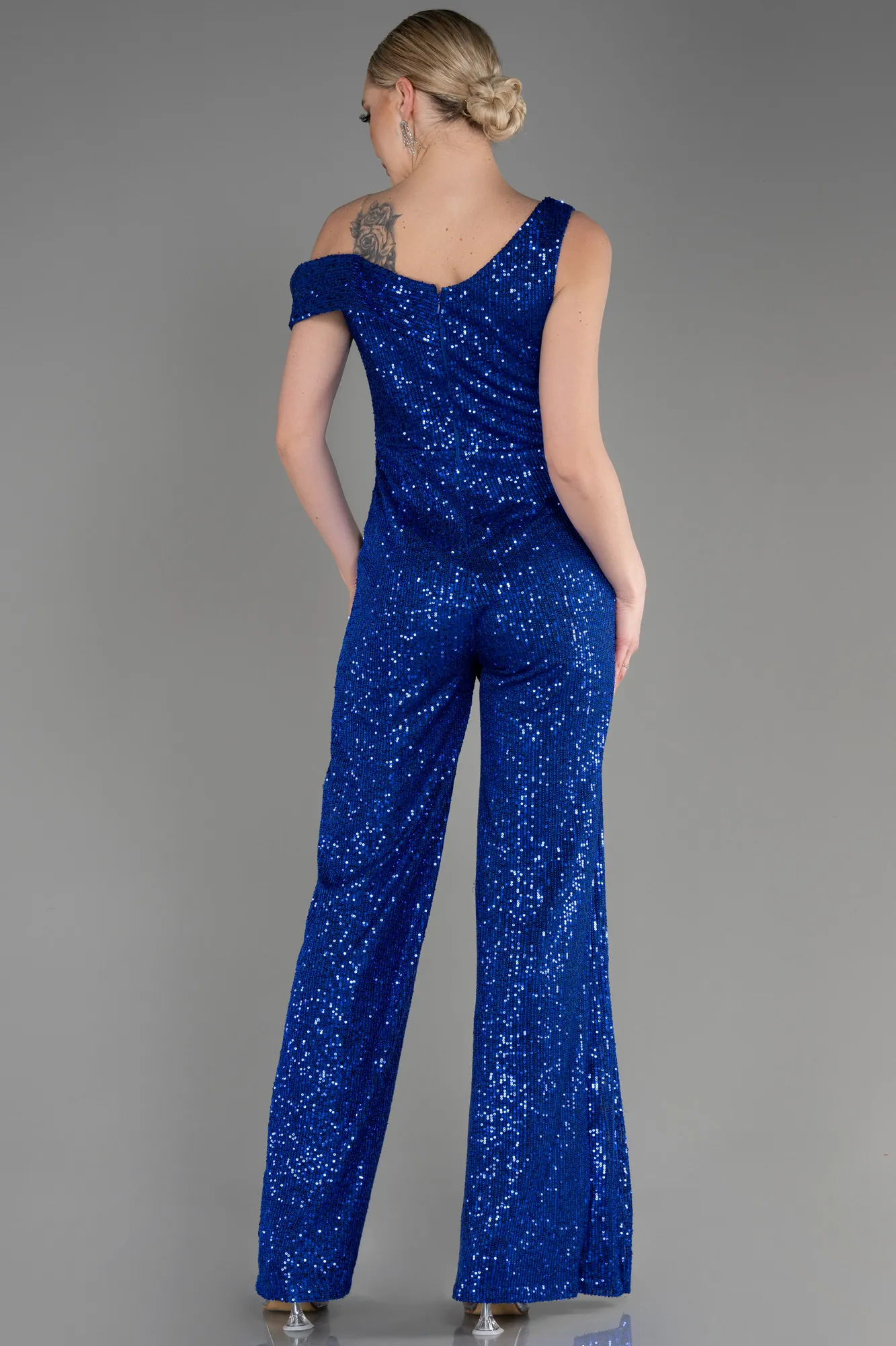 Sax Blue-Long Party Evening Dress Jumpsuit ABT114