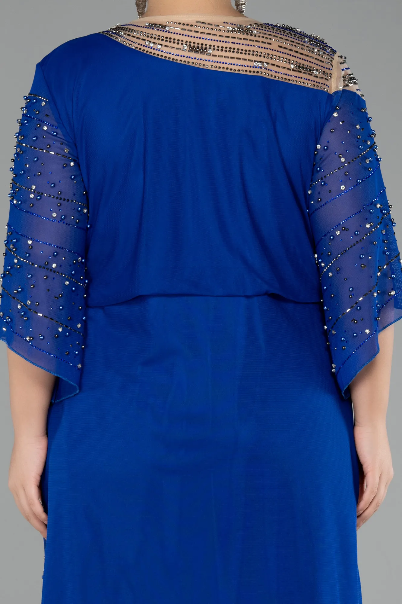 Sax Blue-Long Plus Size Engagement Dress ABU3650