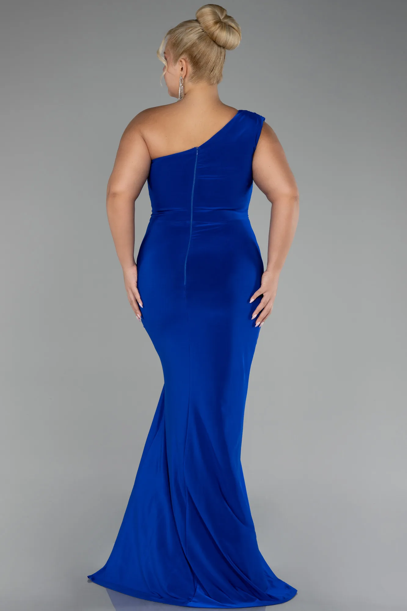 Sax Blue-Long Plus Size Engagement Dress ABU4148