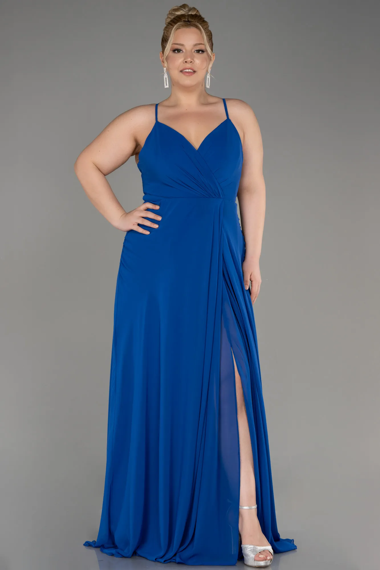 Sax Blue-Long Plus Size Evening Dress ABU1324