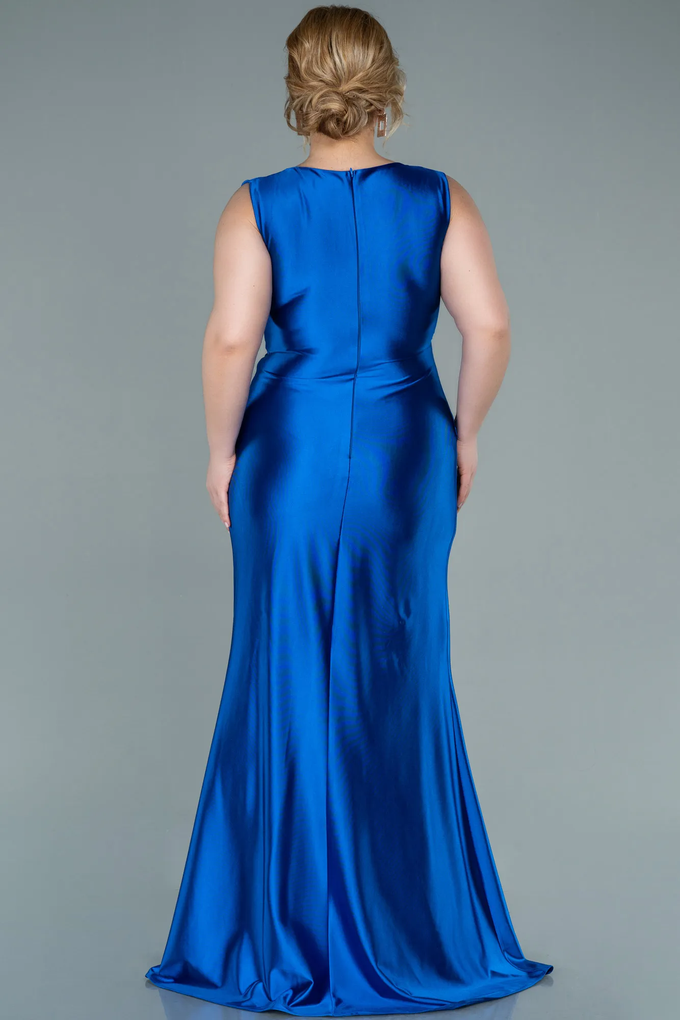 Sax Blue-Long Plus Size Evening Dress ABU2366