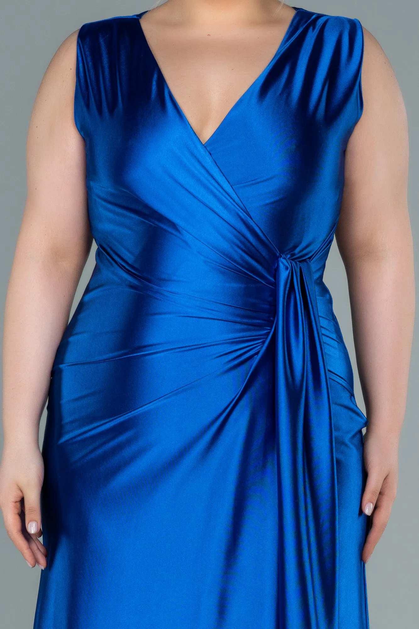 Sax Blue-Long Plus Size Evening Dress ABU2366