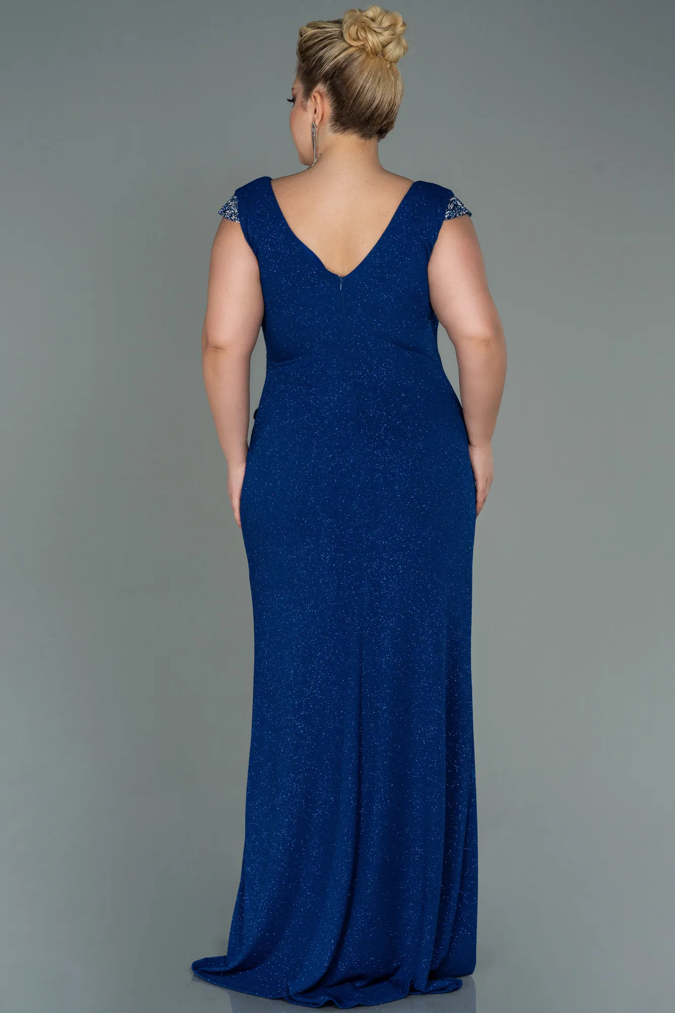 Sax Blue-Long Plus Size Evening Dress ABU2438