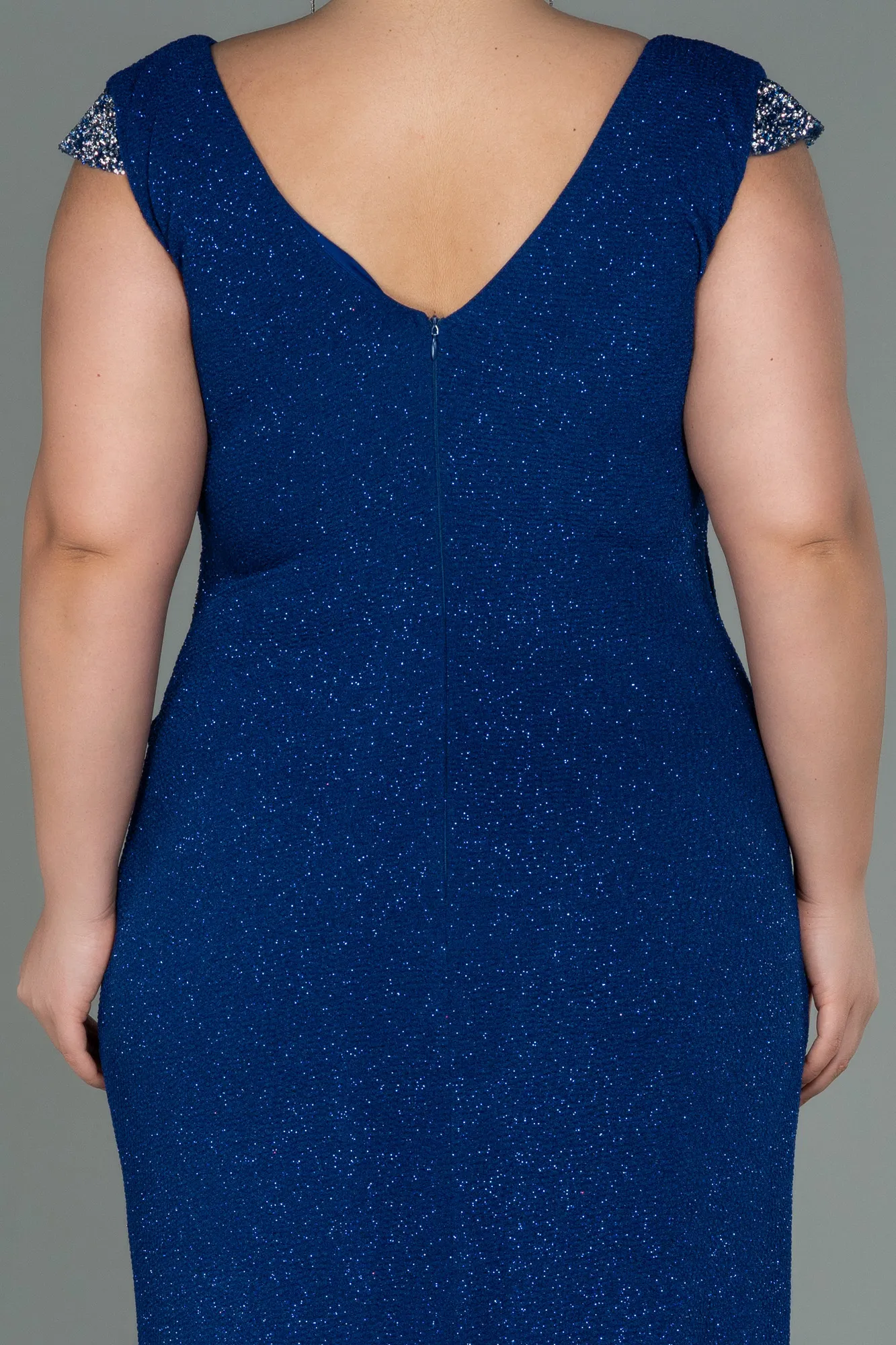 Sax Blue-Long Plus Size Evening Dress ABU2438