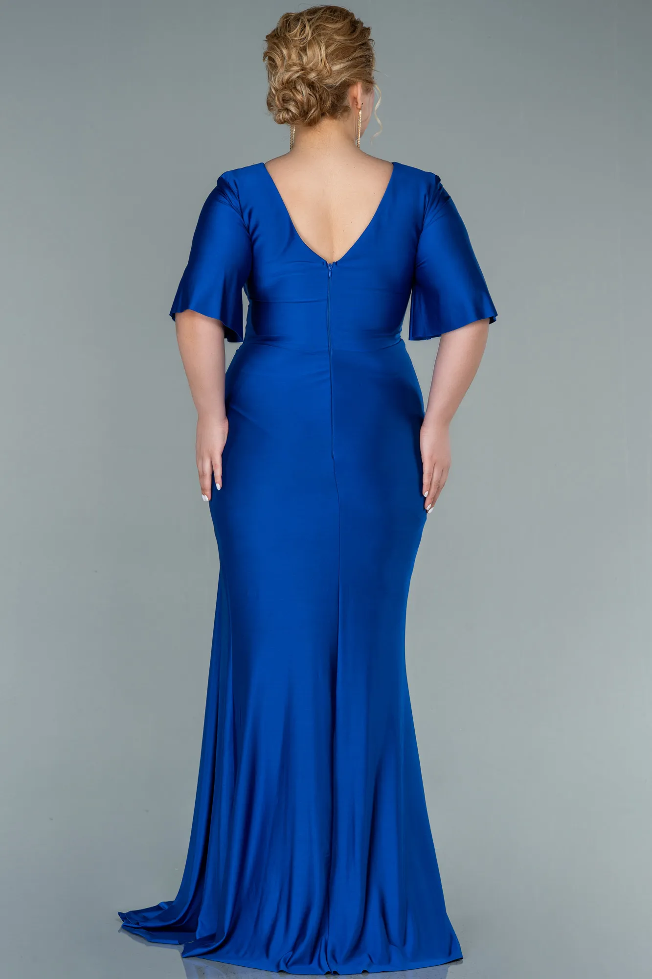 Sax Blue-Long Plus Size Evening Dress ABU2441