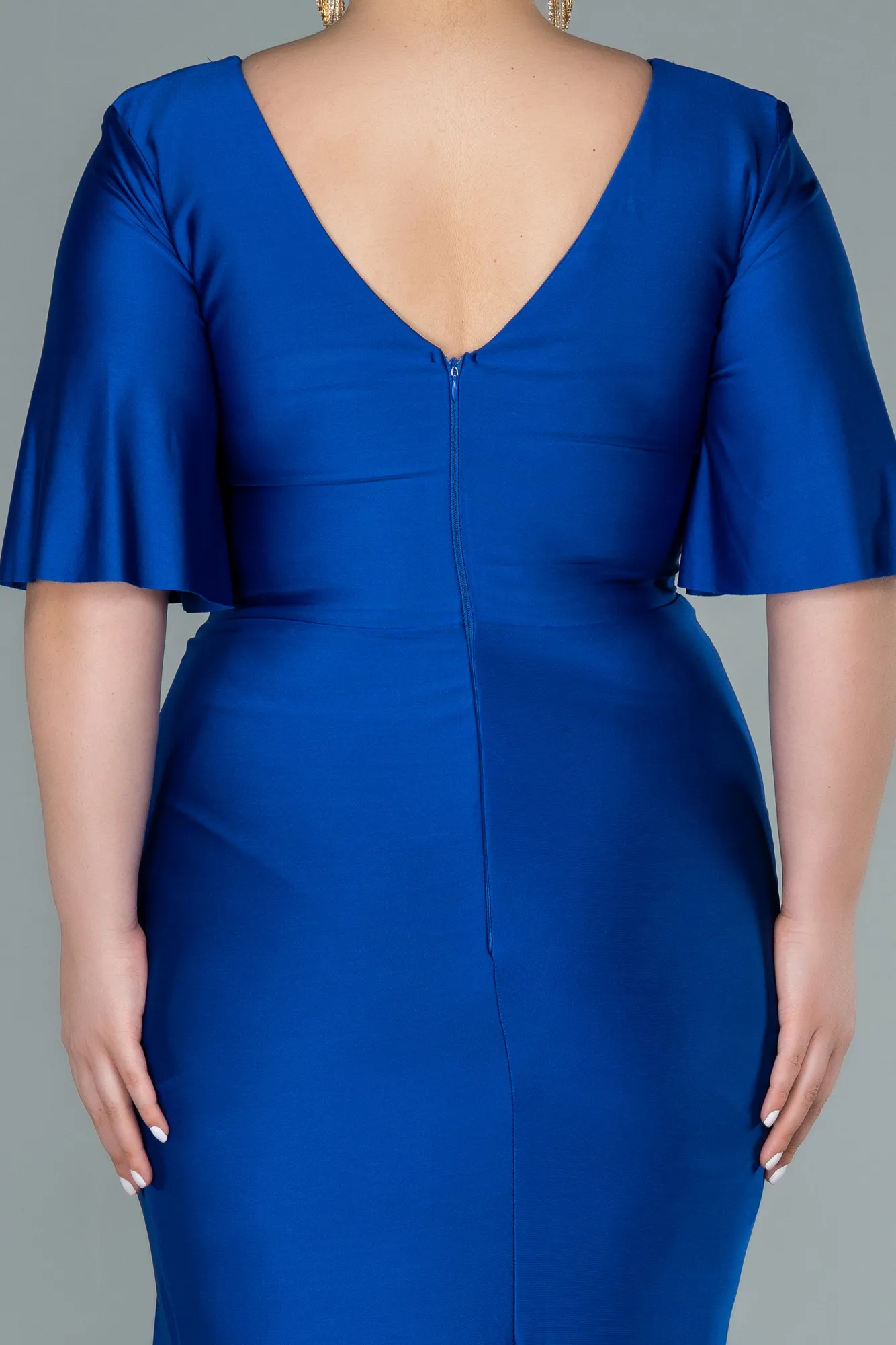 Sax Blue-Long Plus Size Evening Dress ABU2441