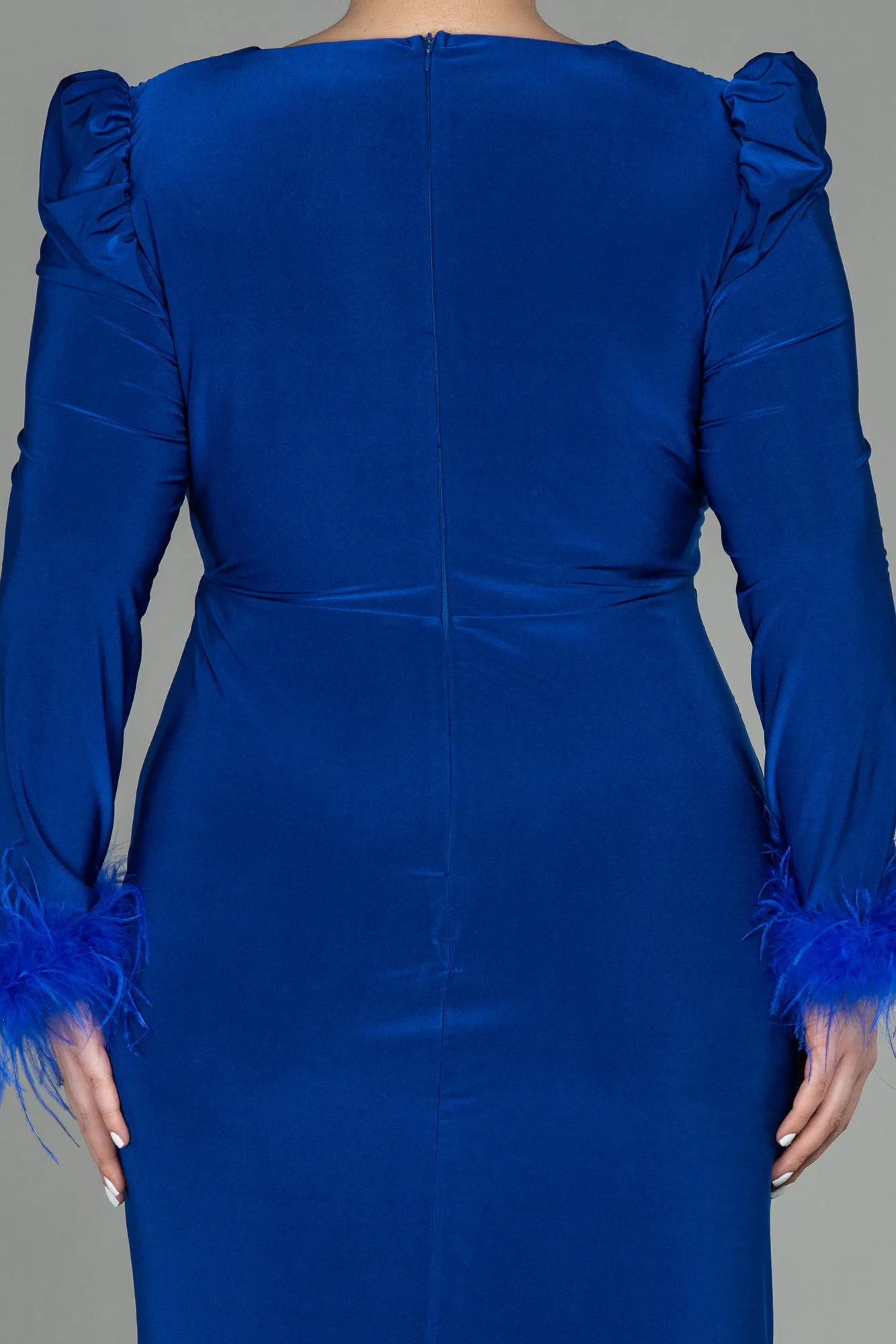 Sax Blue-Long Plus Size Evening Dress ABU2832
