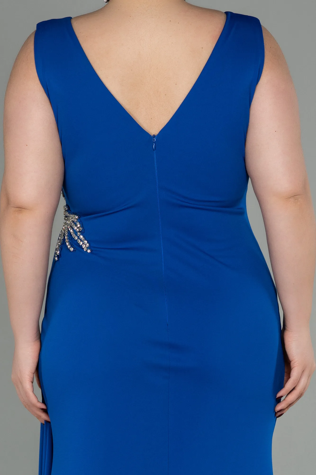 Sax Blue-Long Plus Size Evening Dress ABU2934