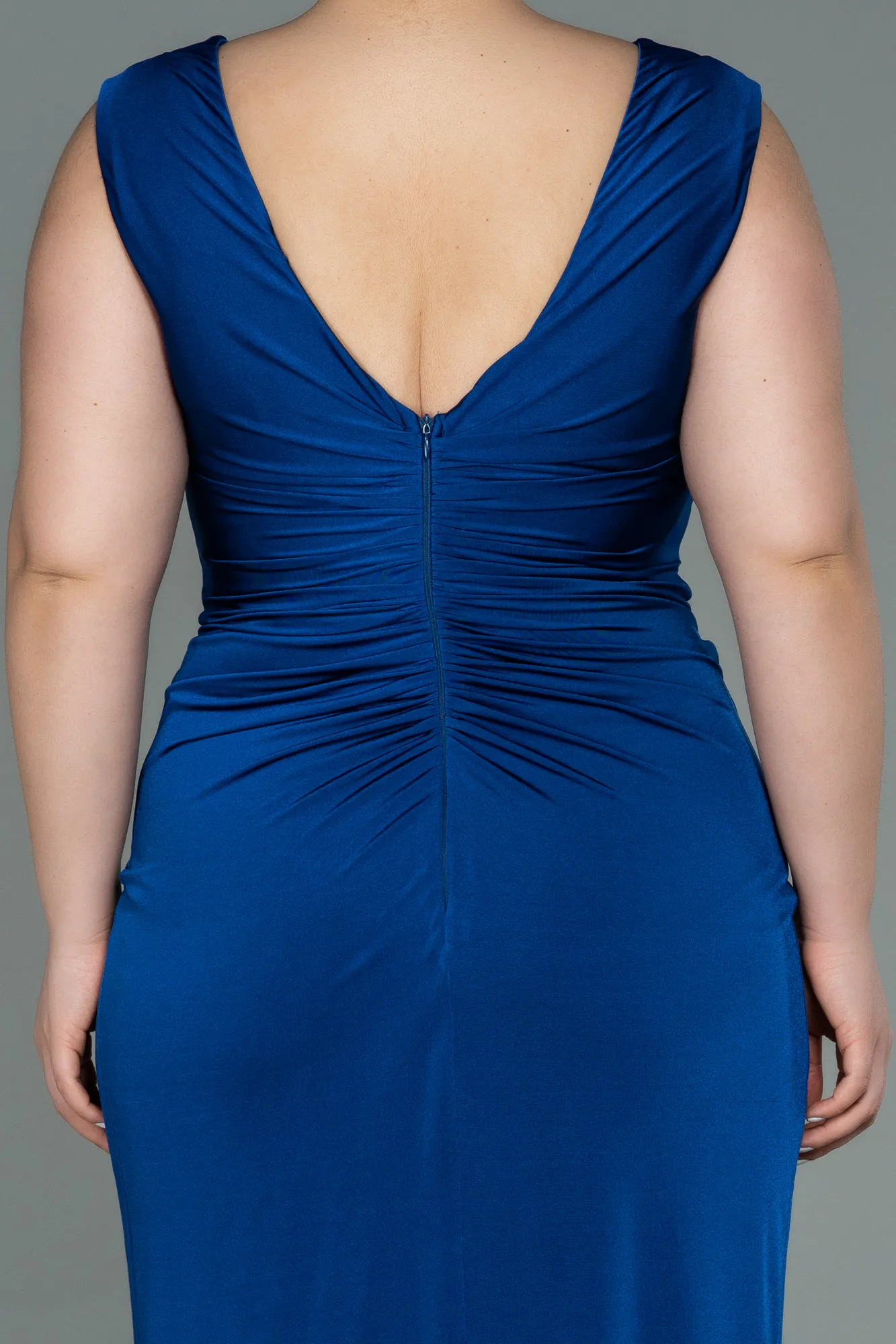 Sax Blue-Long Plus Size Evening Dress ABU2974